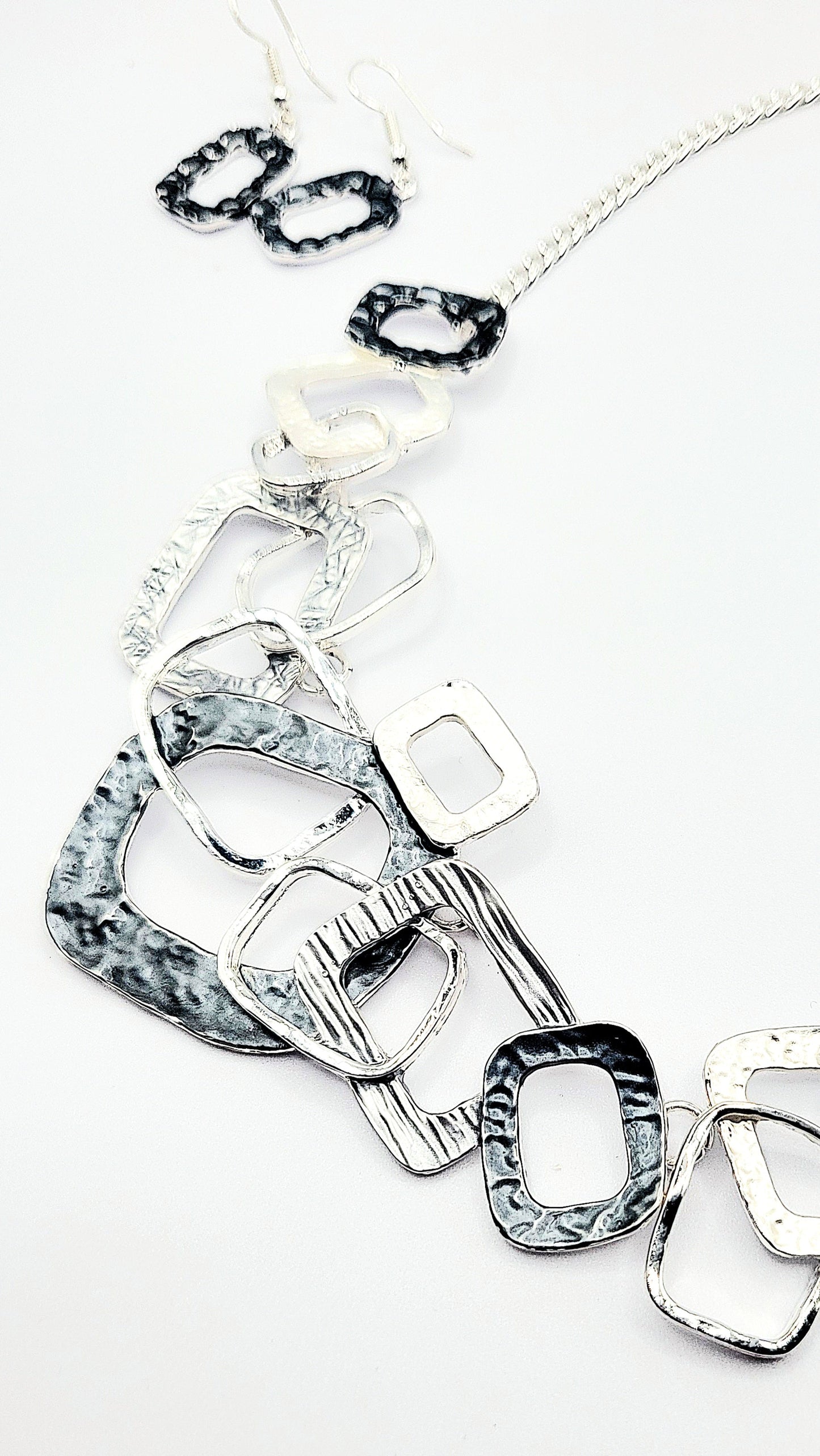 Abstract Square Necklace & Earrings Set