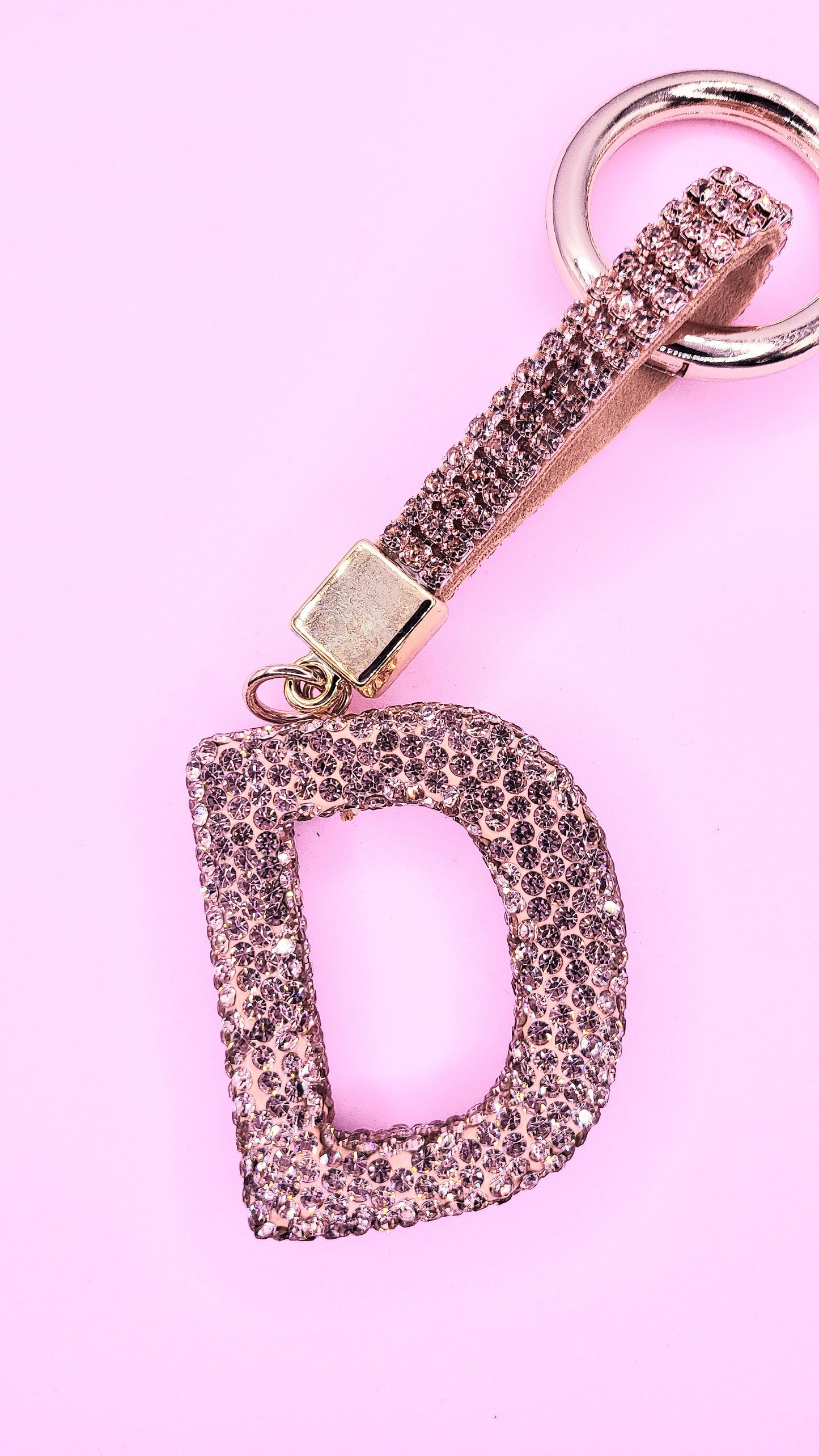Initial Letter Rose Gold Crystal Glam Key Ring