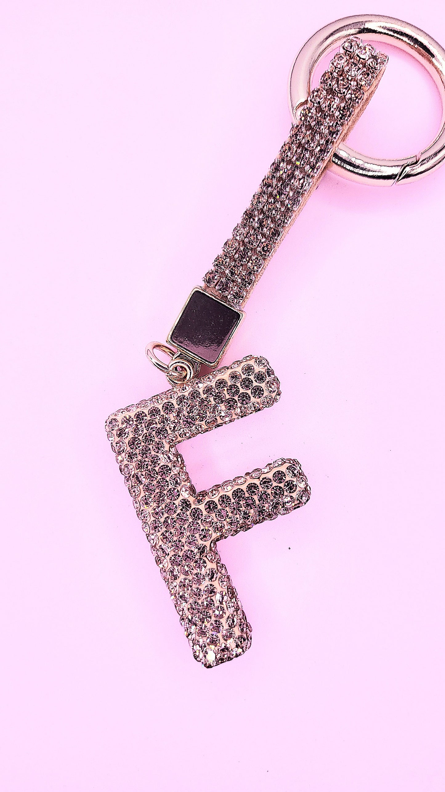 Initial Letter Rose Gold Crystal Glam Key Ring