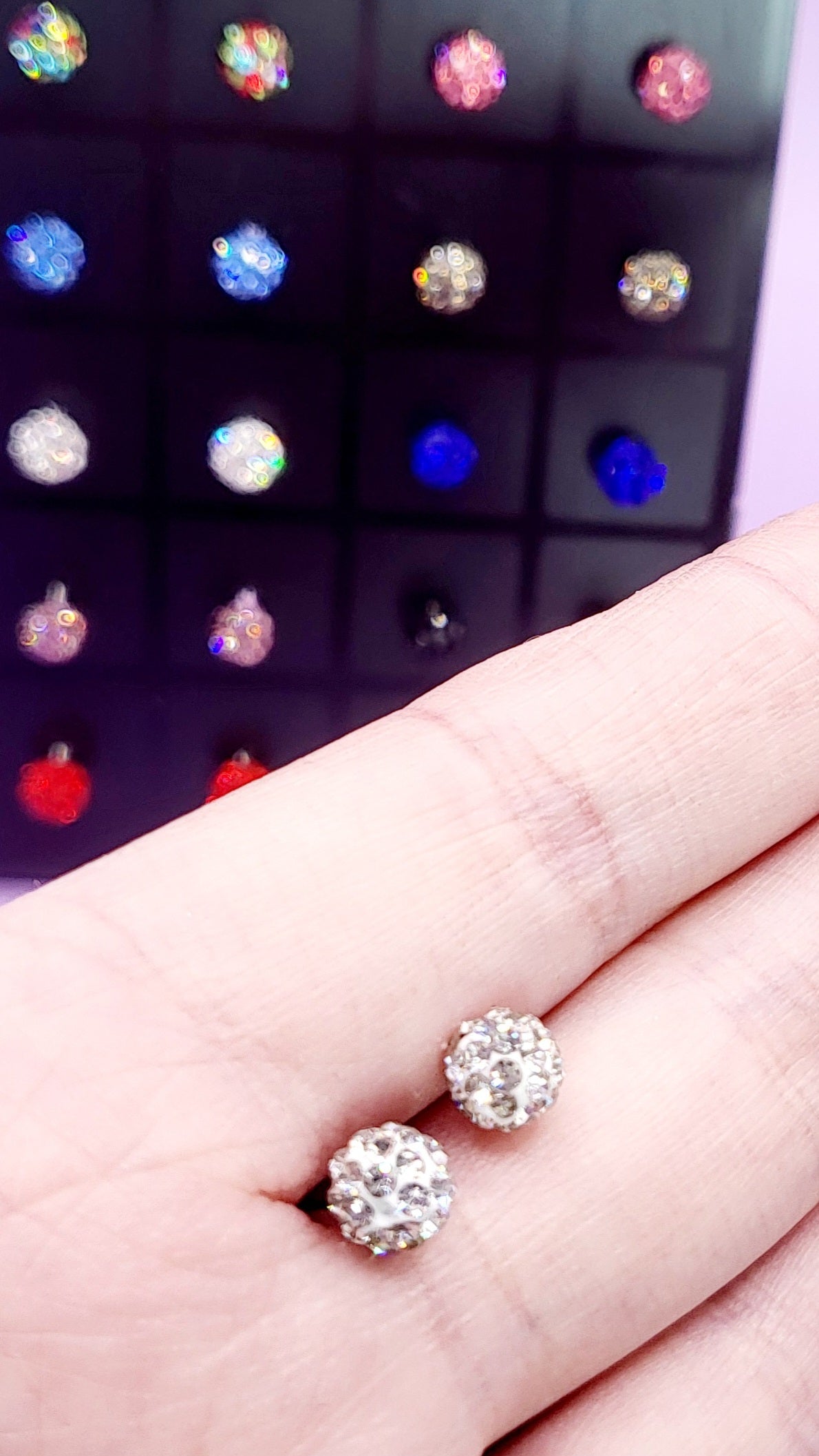 Round Glitter Ball Medium Crystal Earrings Mini Set Of 12