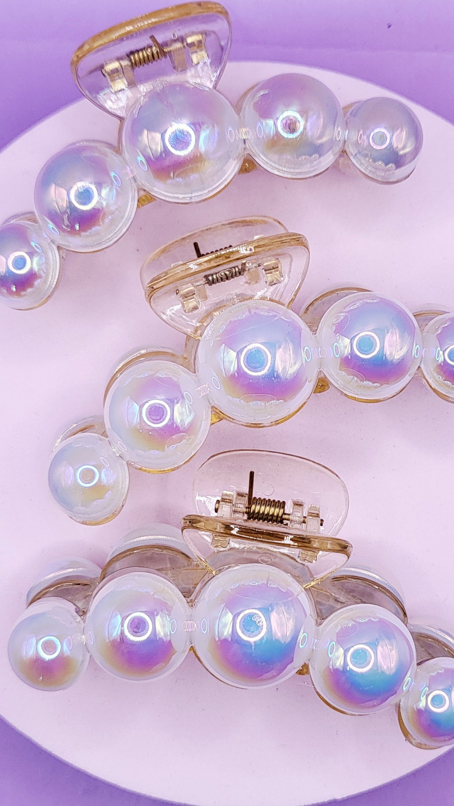 Iridescent Pearl Hair Clamps Pack of 12