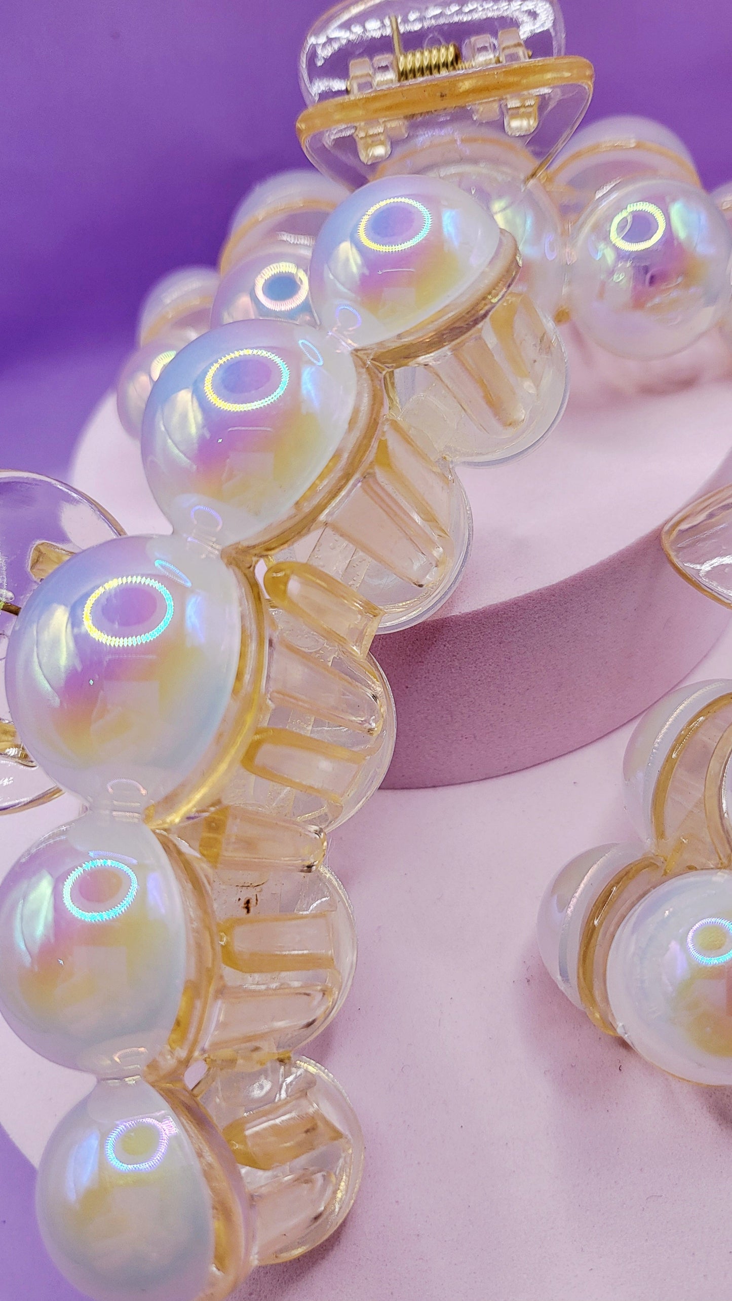 Iridescent Pearl Hair Clamps Pack of 12