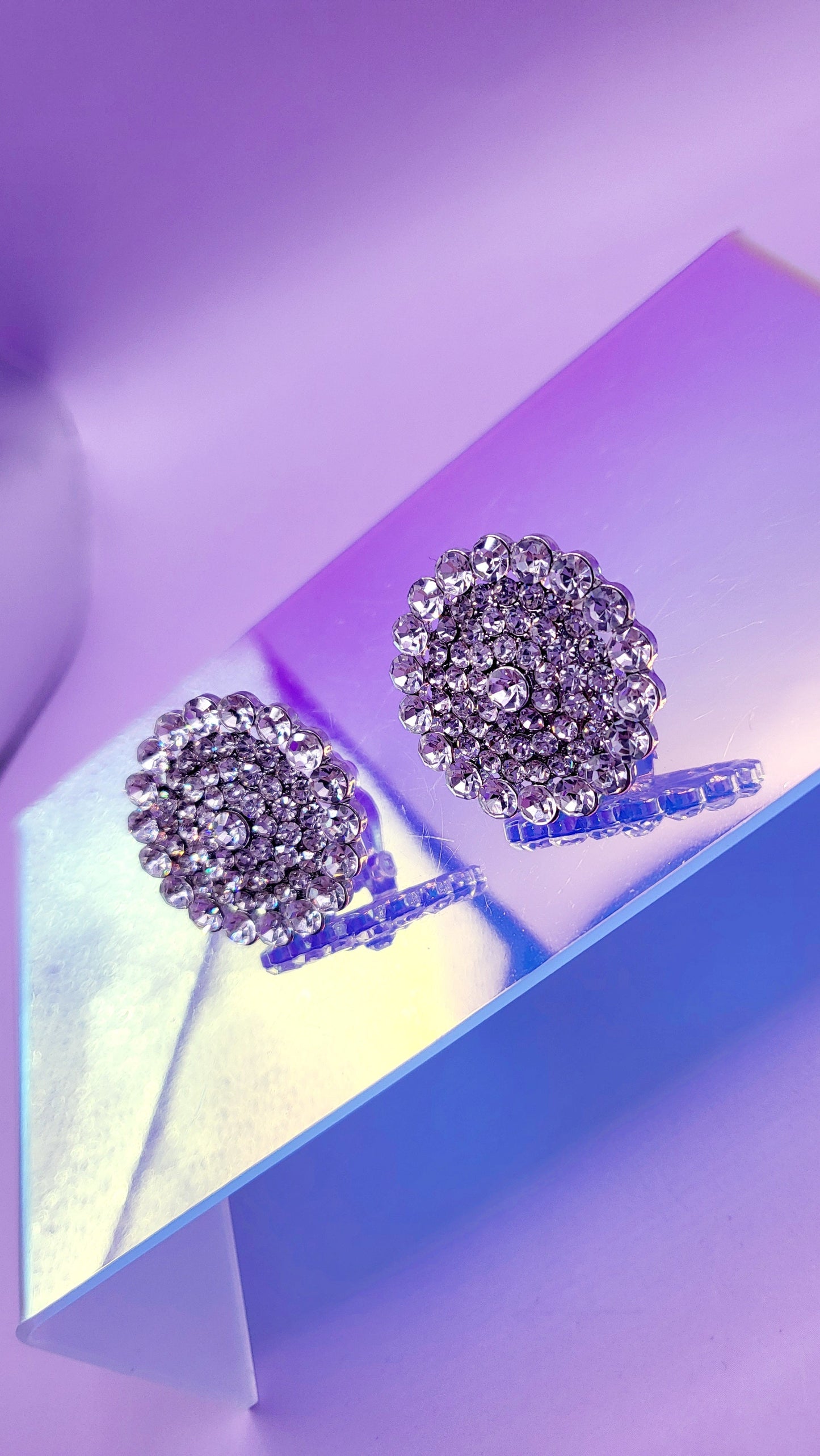 Cluster Crystal Non Pierced Clip On Earrings