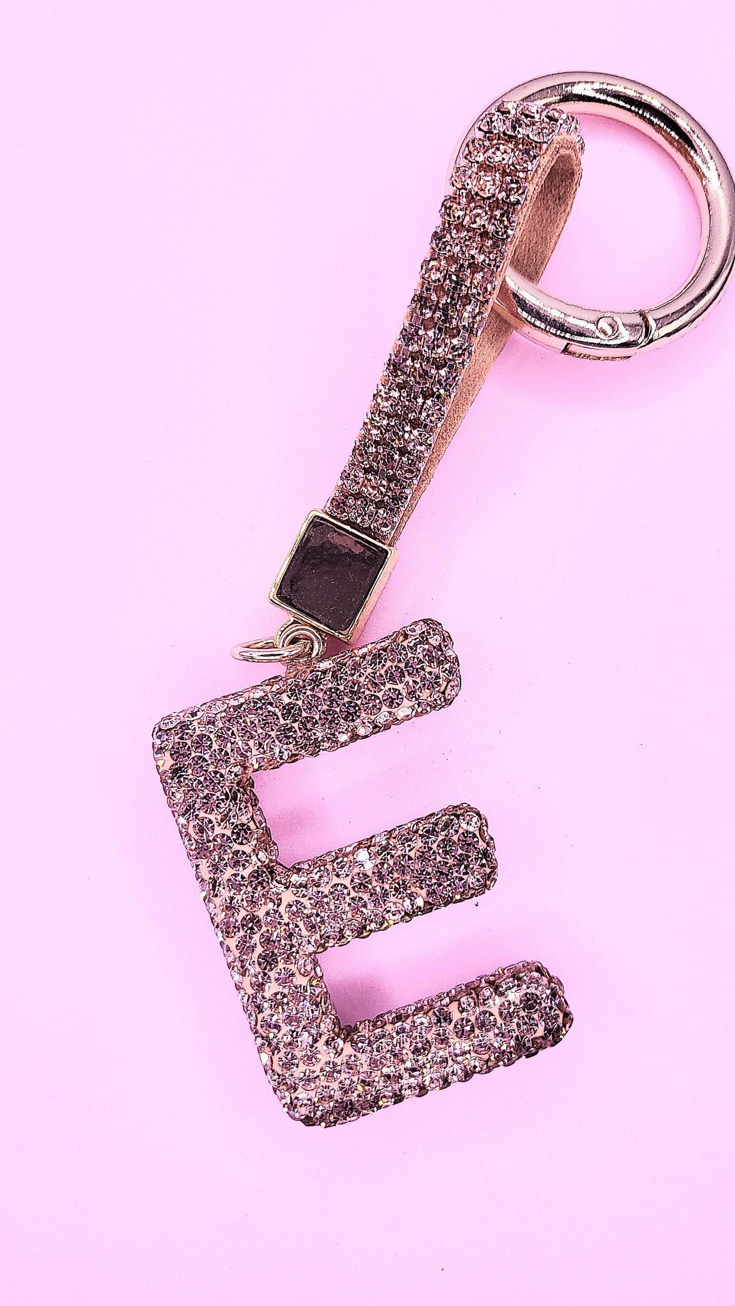 Initial Letter Rose Gold Crystal Glam Key Ring