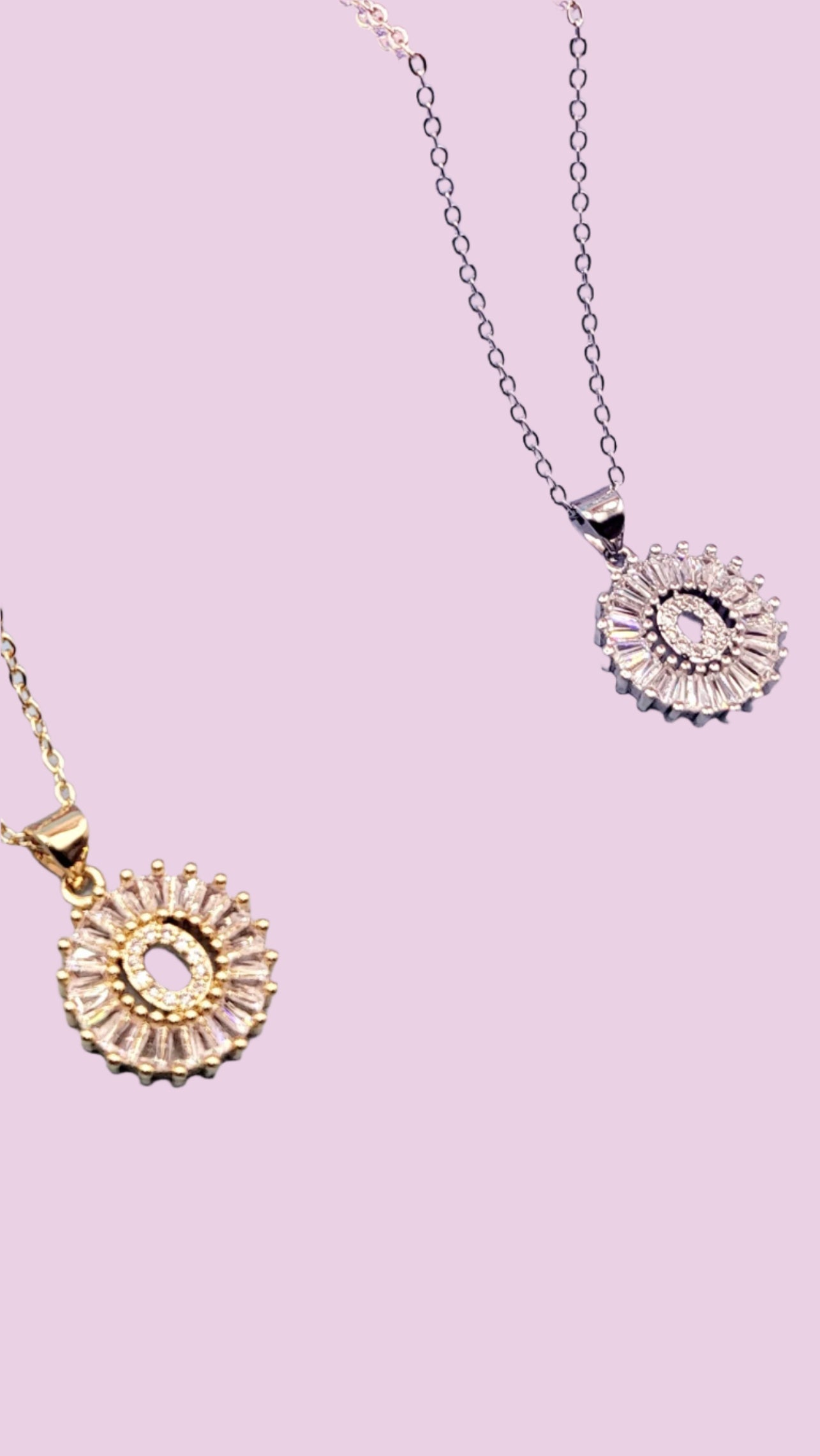 Crystal Initial Round Necklace