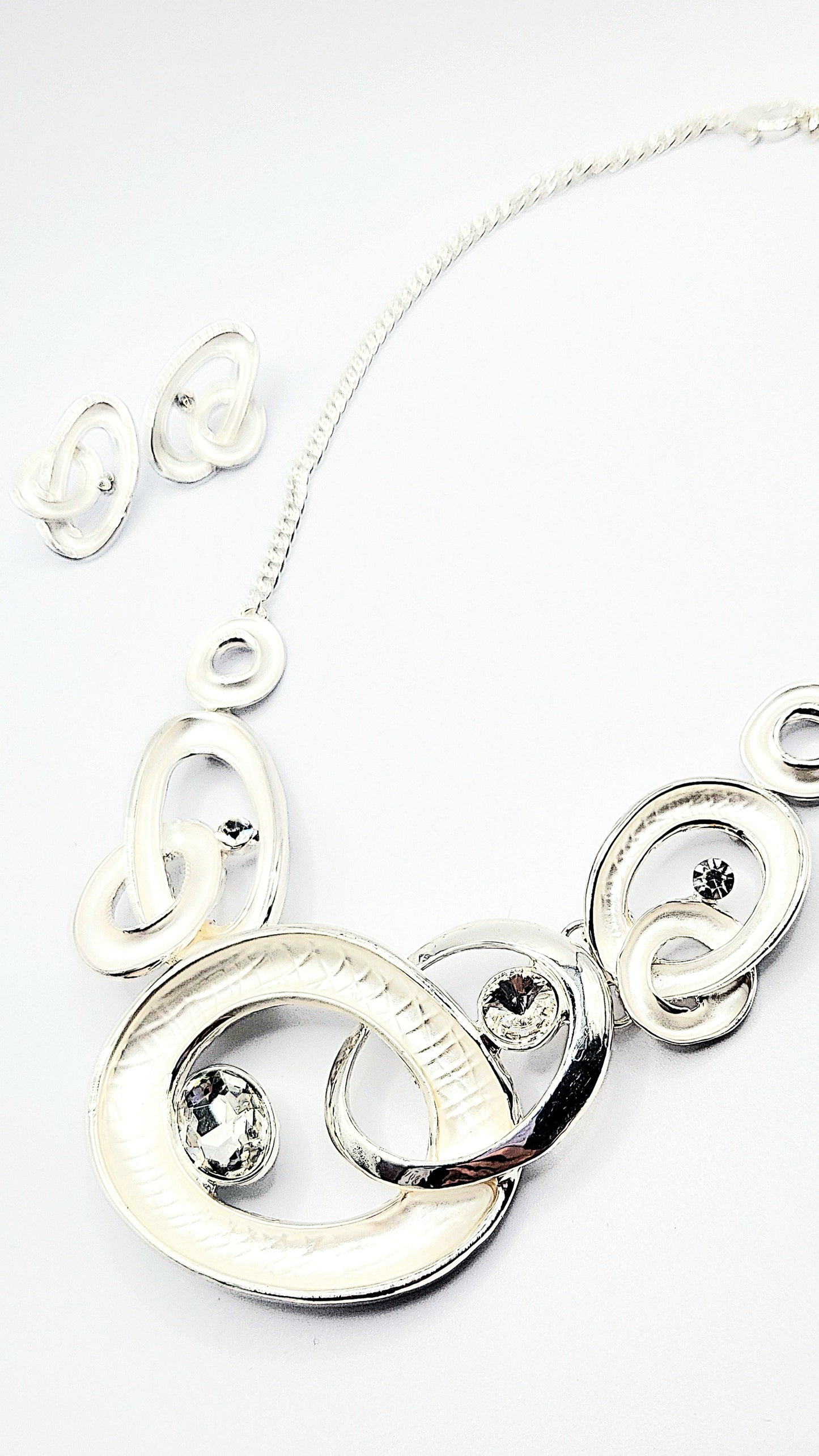 Abstract Crystal Necklace & Earrings Set