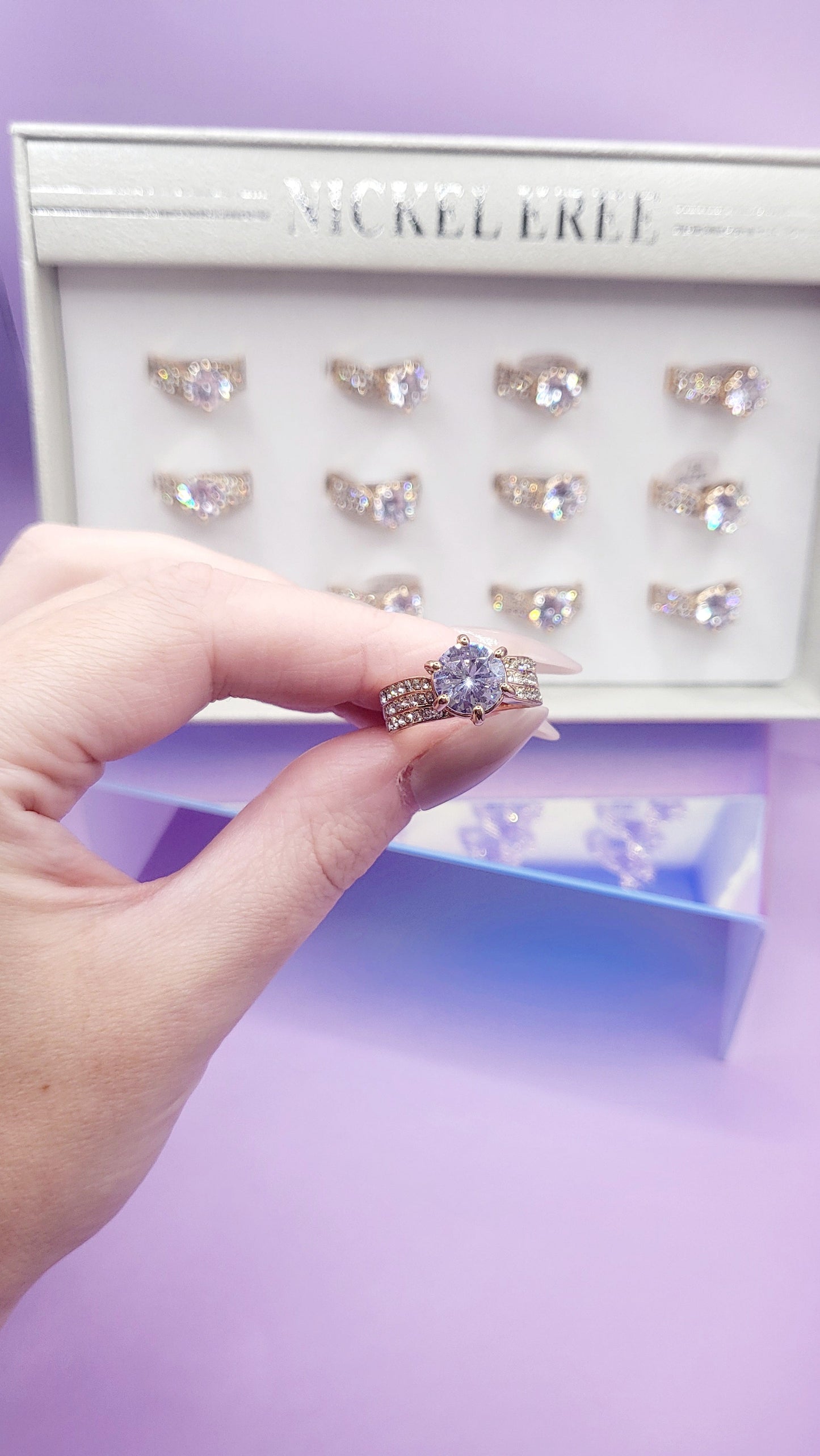 Cherish Crystal Ring Gold Box set of 12