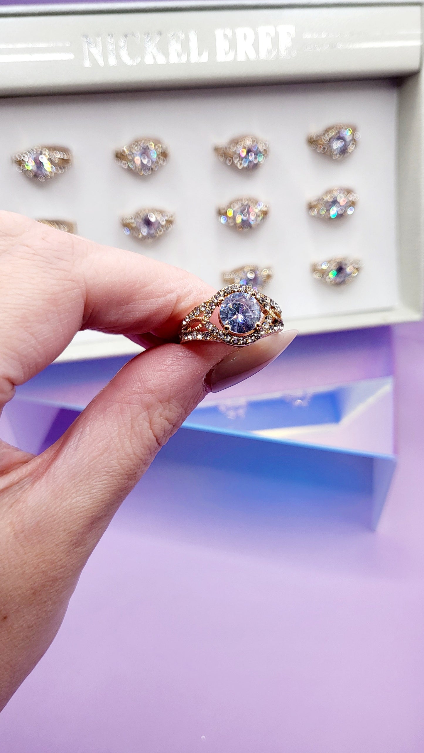 Starlet Crystal Gold Ring Box set of 12