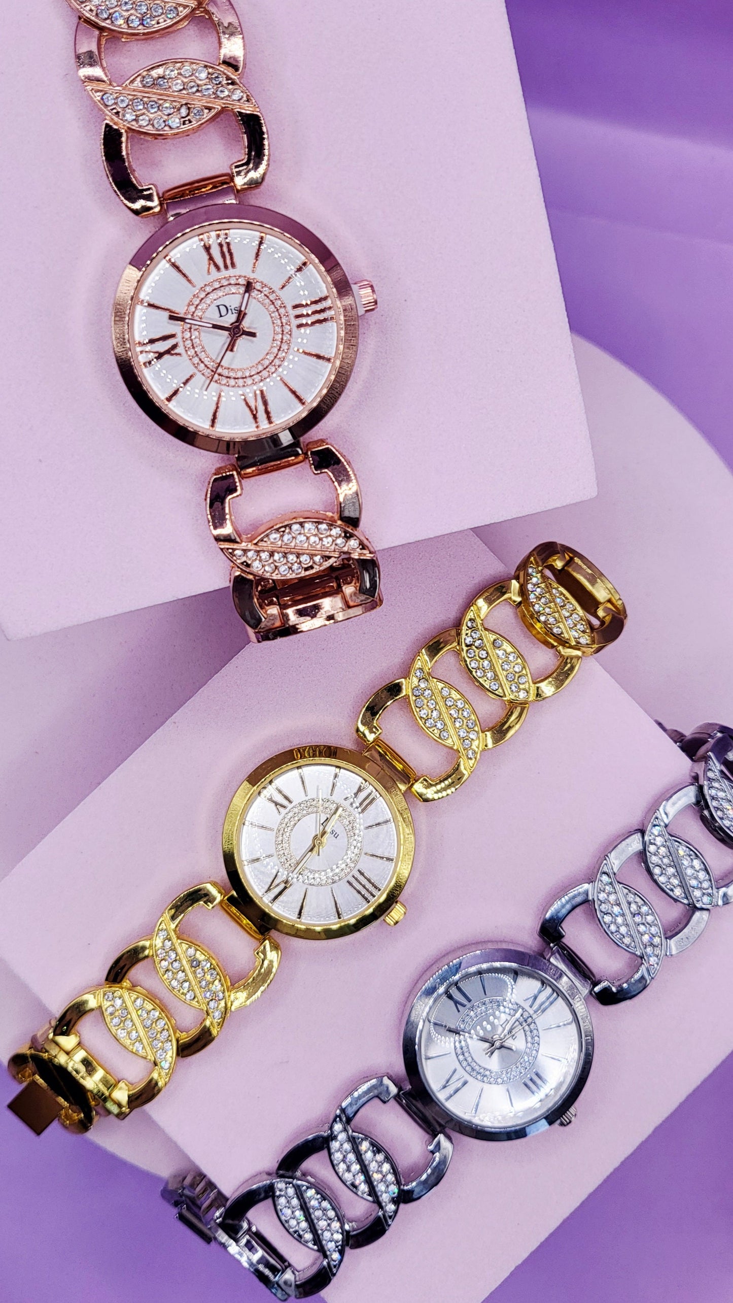 Iced Out Luxe Round Link Watch