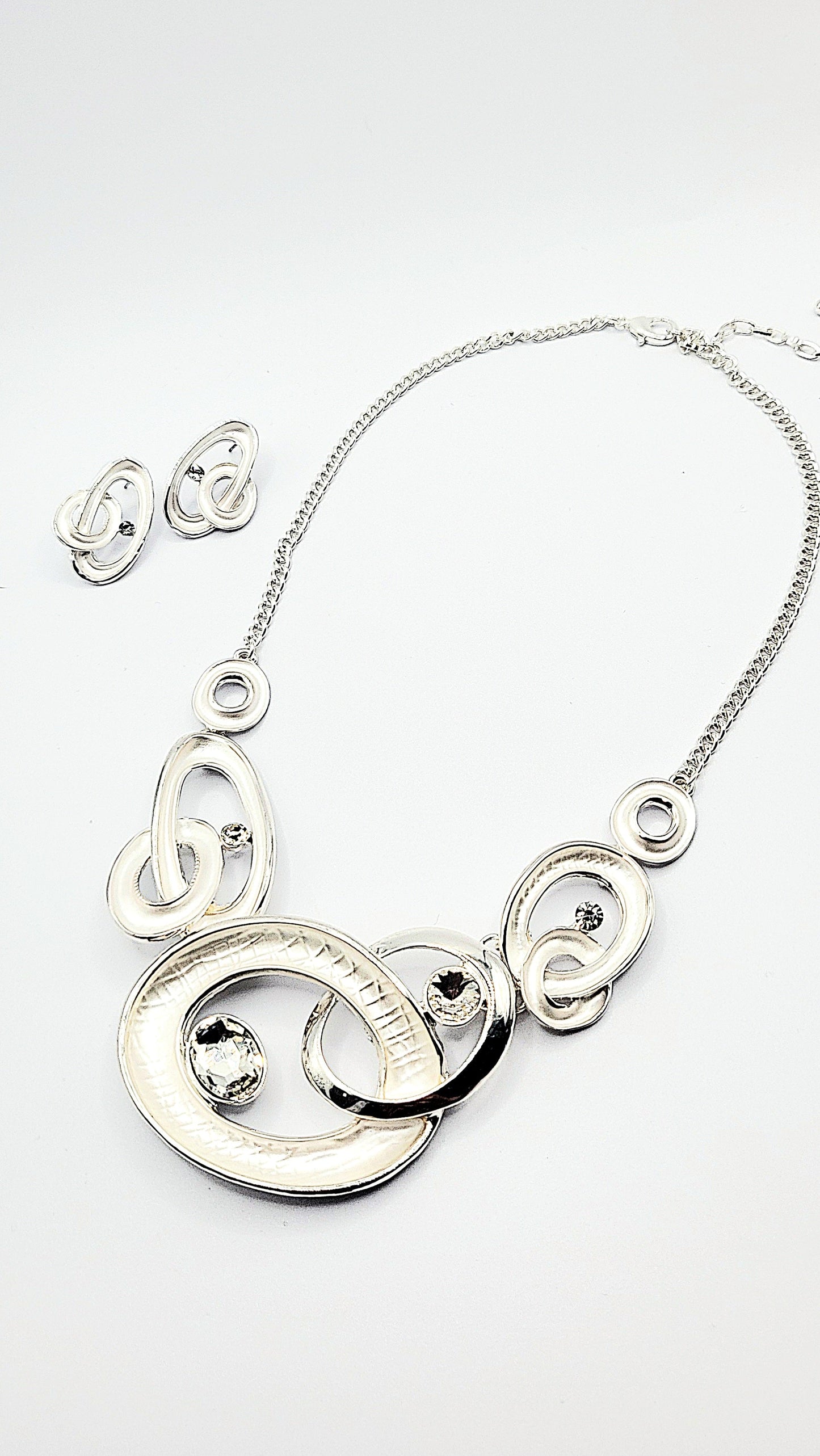 Abstract Crystal Necklace & Earrings Set