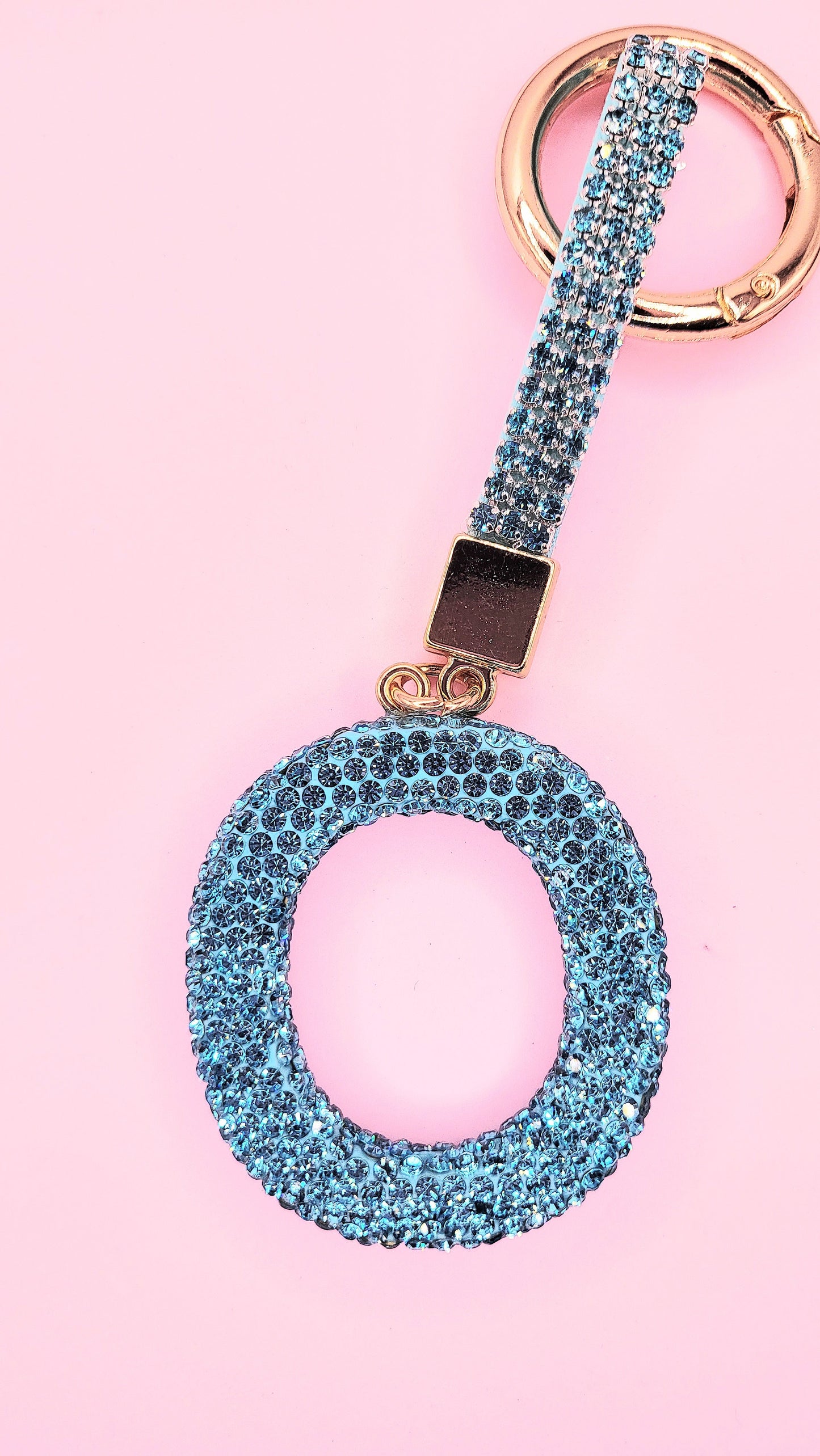 Initial Letter Blue Crystal Glam Key Ring