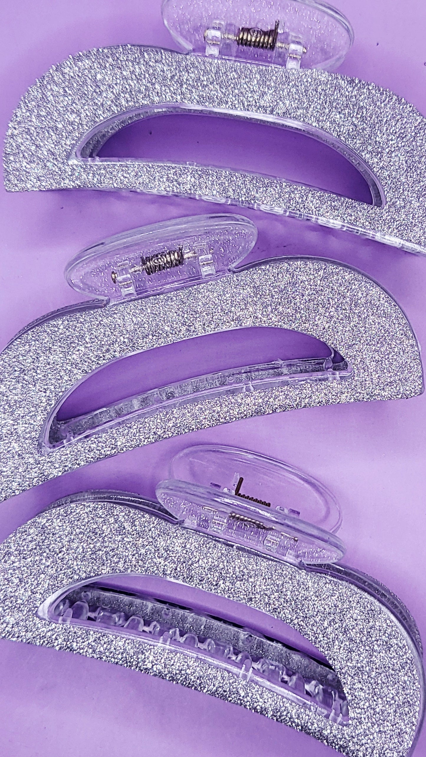 Glitter Silver Hair Clamps Pack of 12