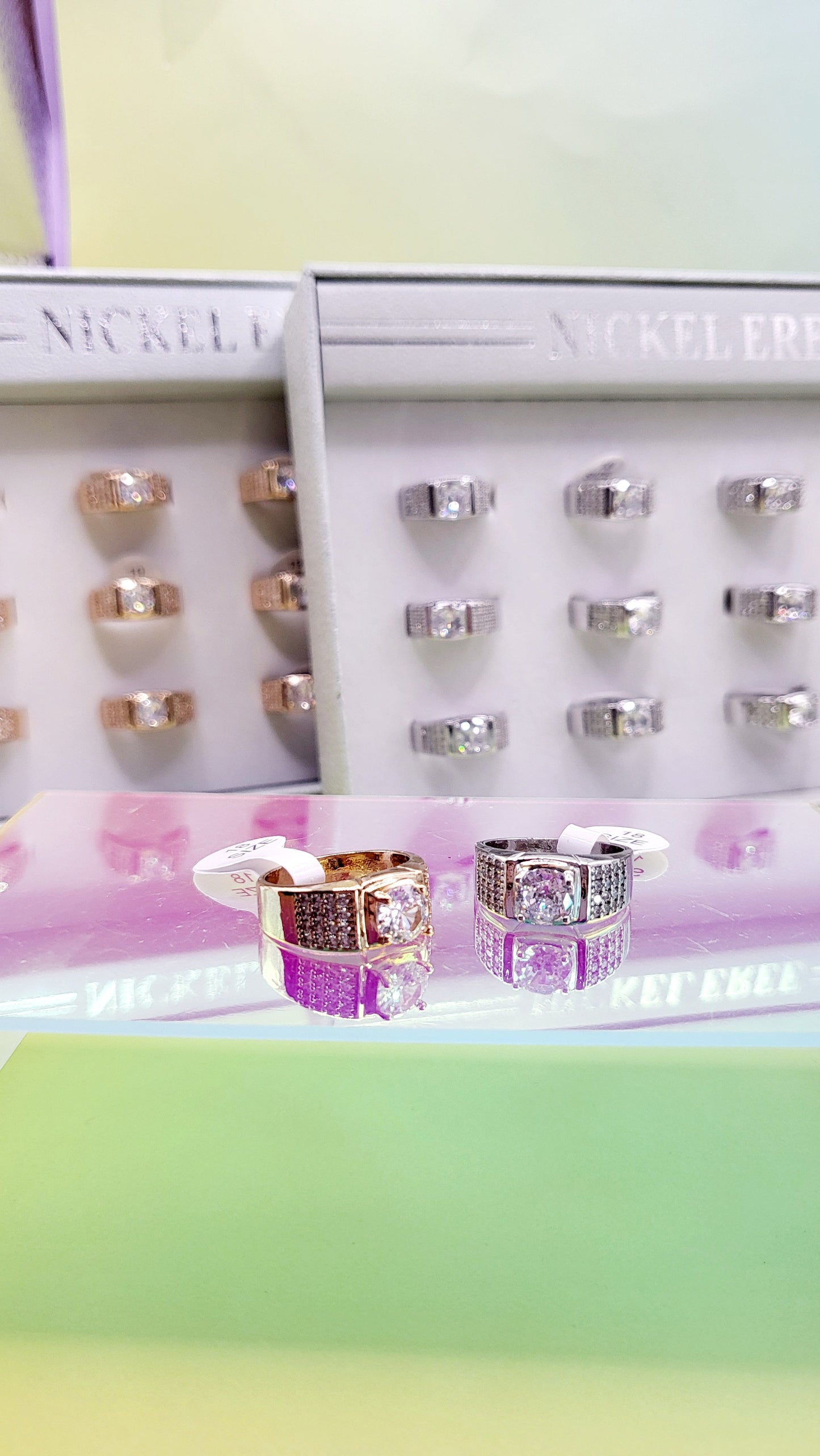 Men's Iced Out Crystal Box Set of 12 Rings