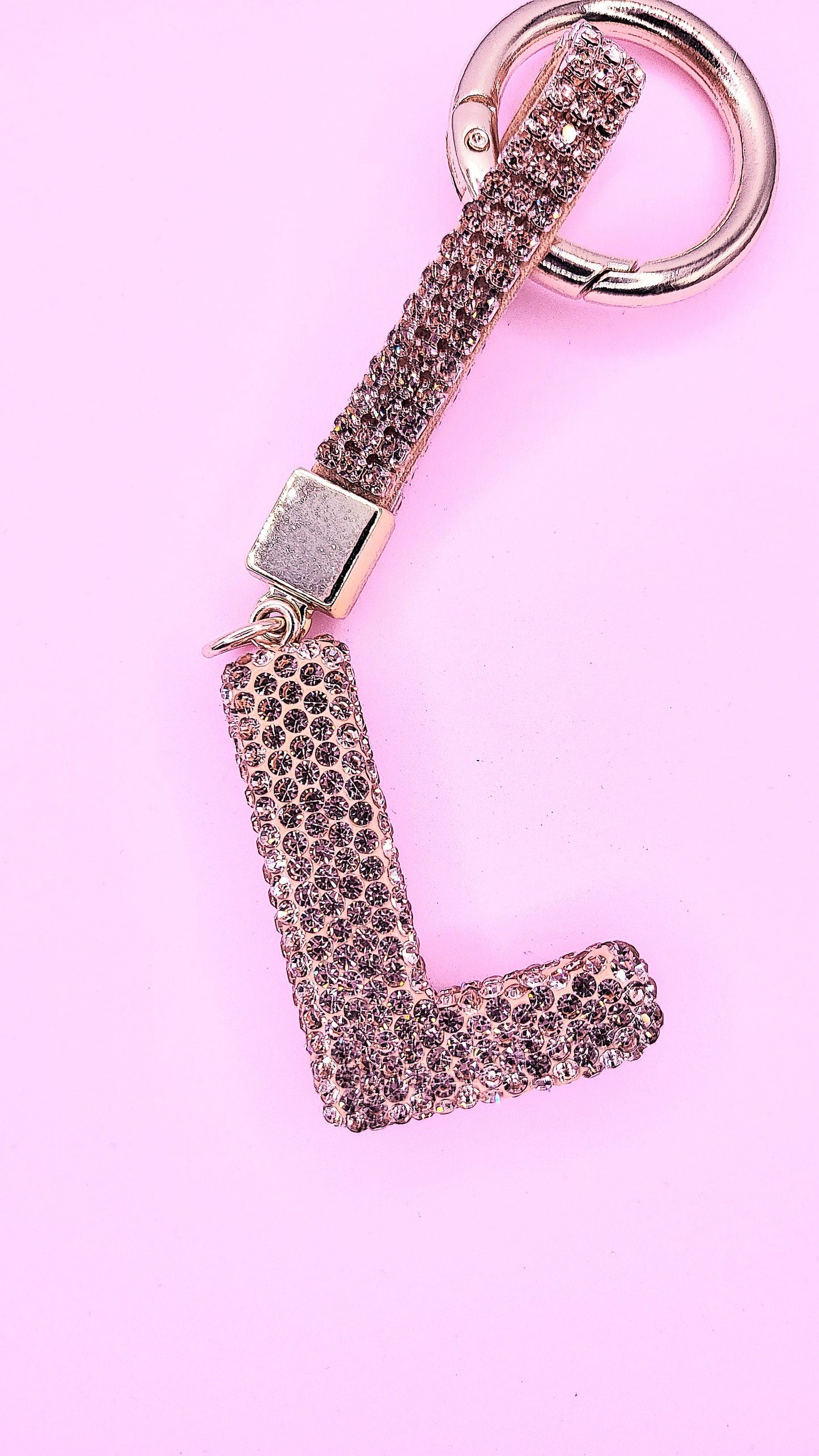 Initial Letter Rose Gold Crystal Glam Key Ring