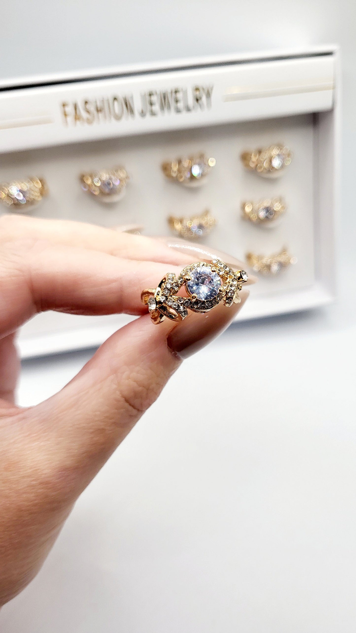 Impression Crystal Ring Gold Box set of 12