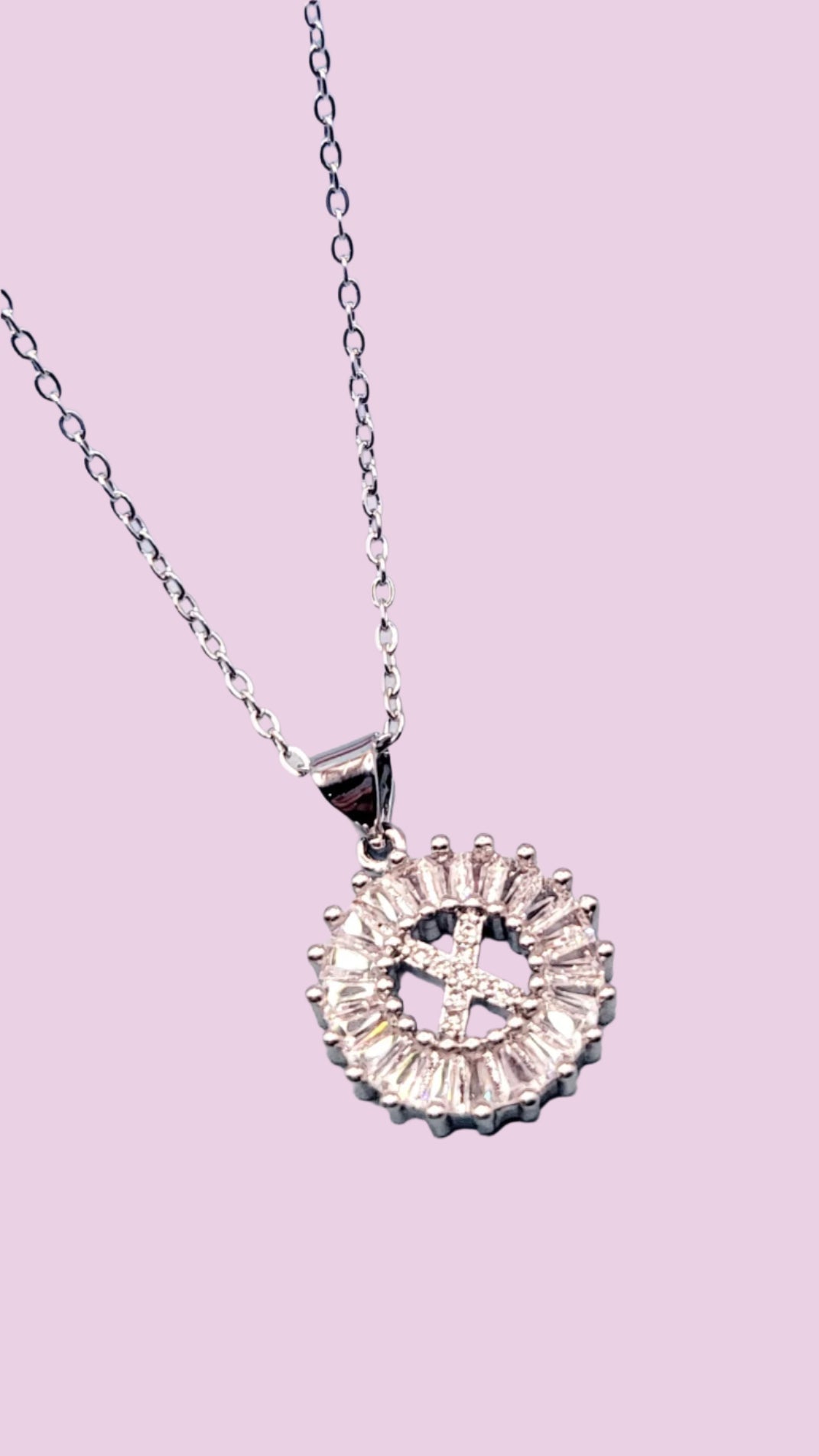 Crystal Initial Round Necklace