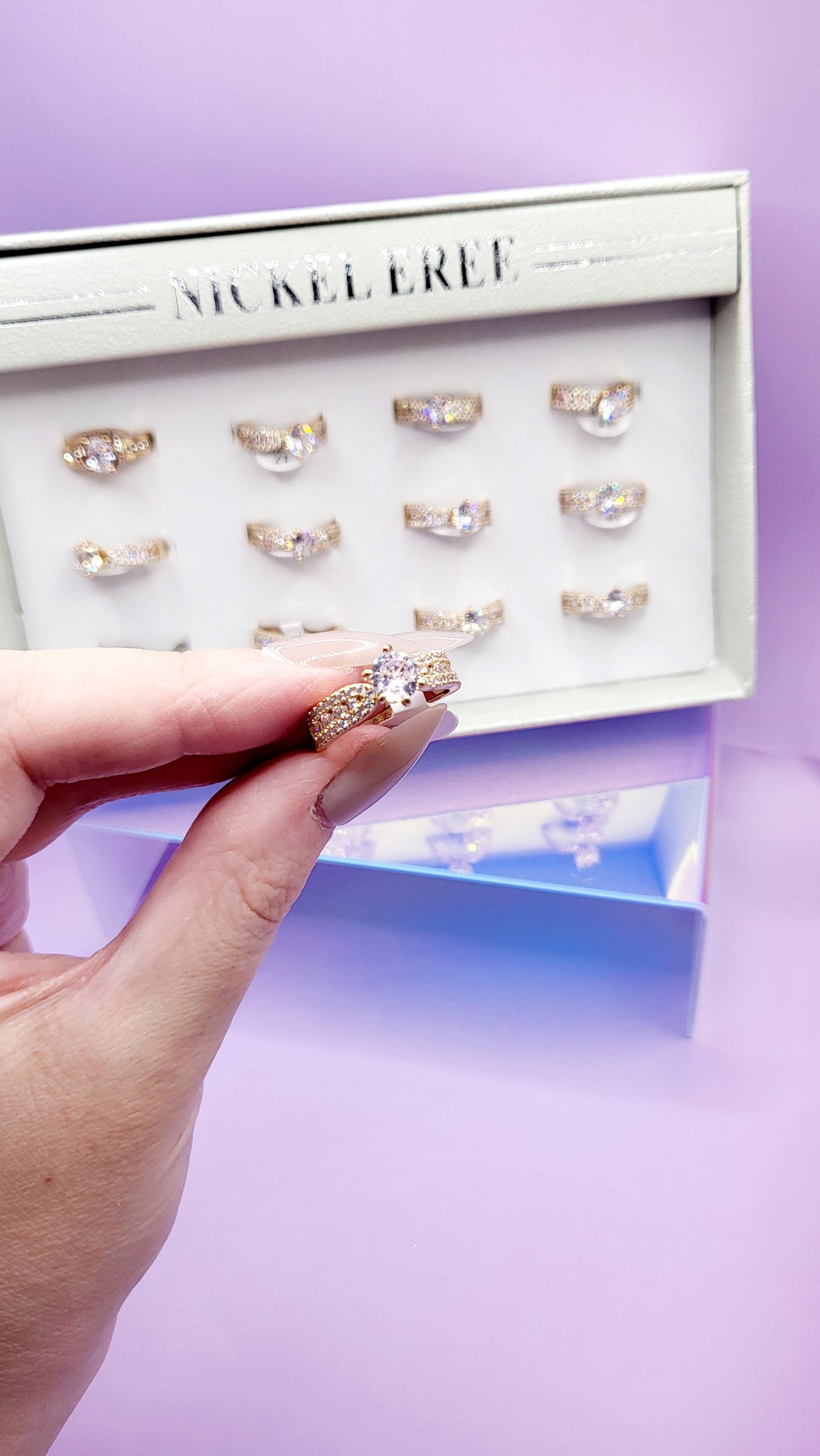 Revere Crystal Ring Gold Box set of 12