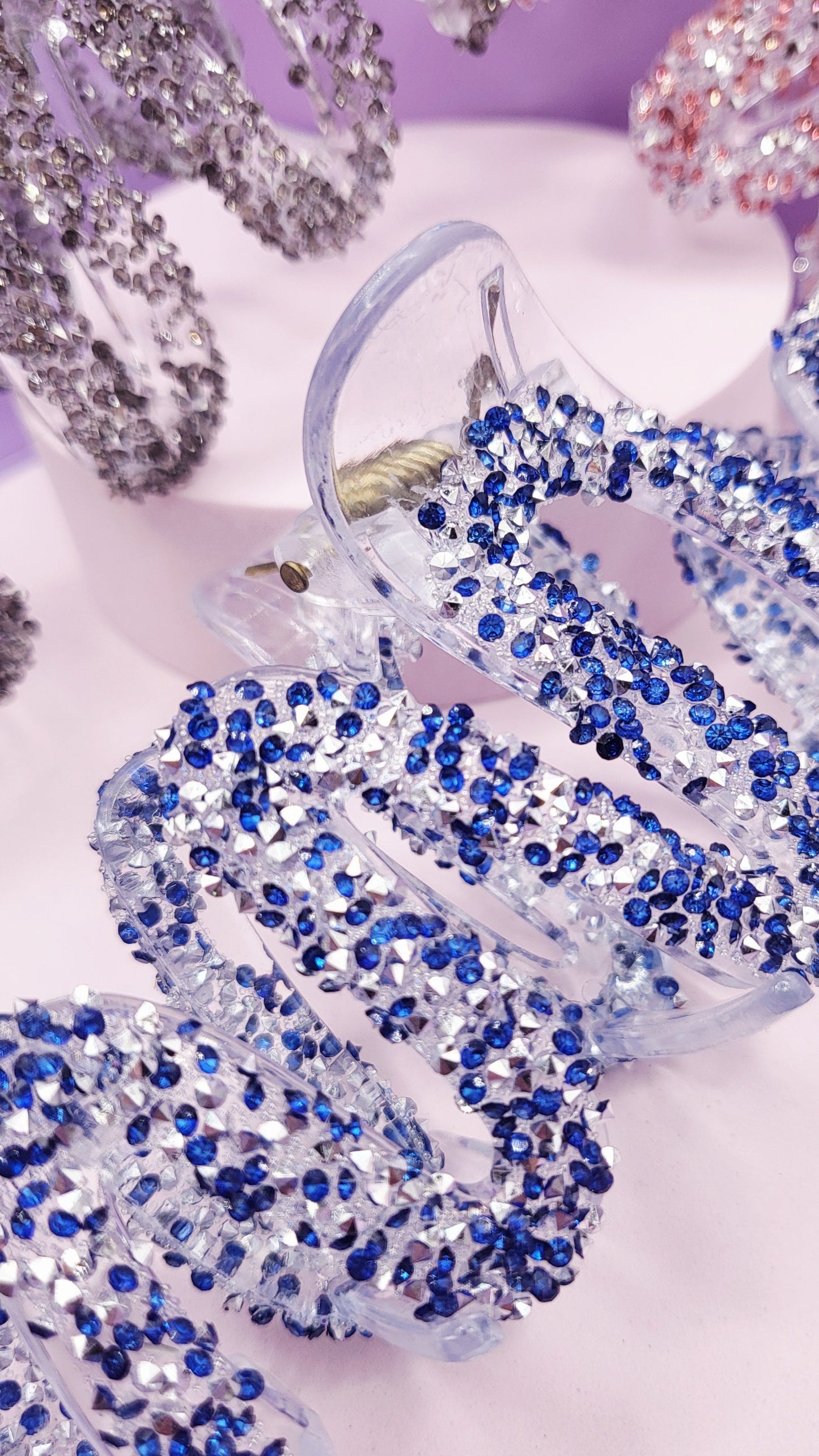 Wavey Rhinestone Sparkly Hair Clamps Pack of 12