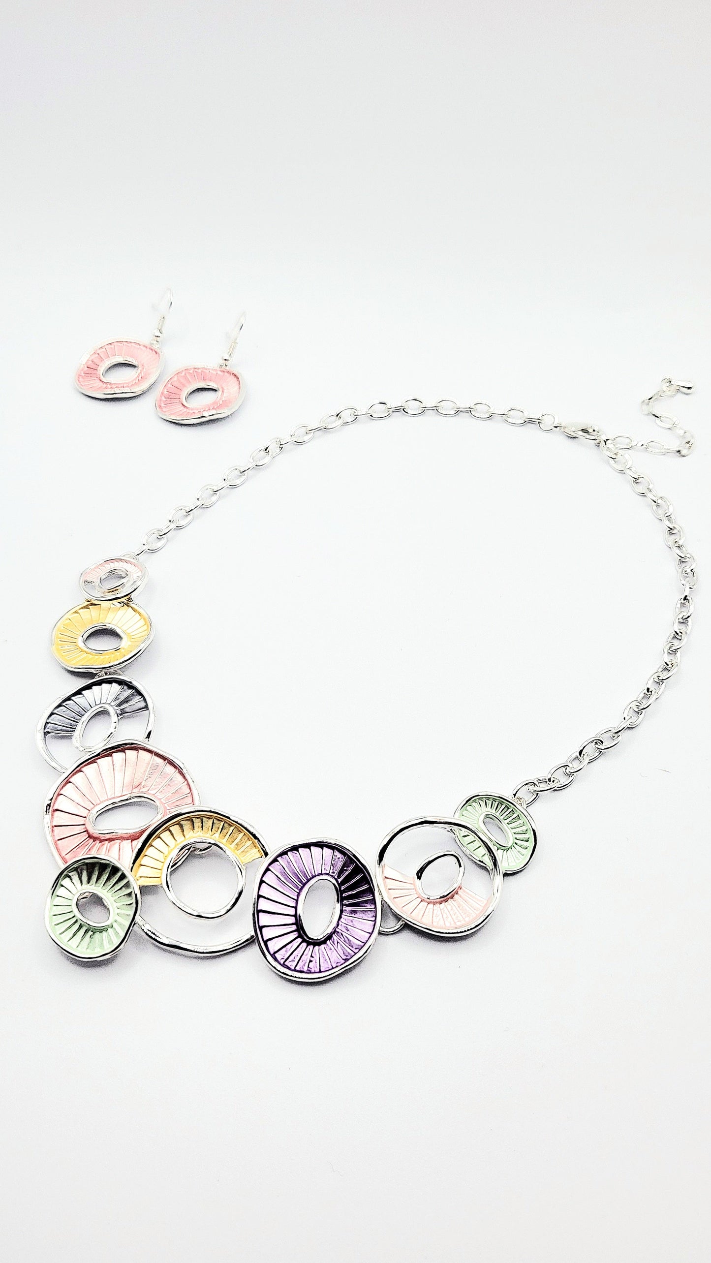 Abstract Oval Necklace & Earrings Set