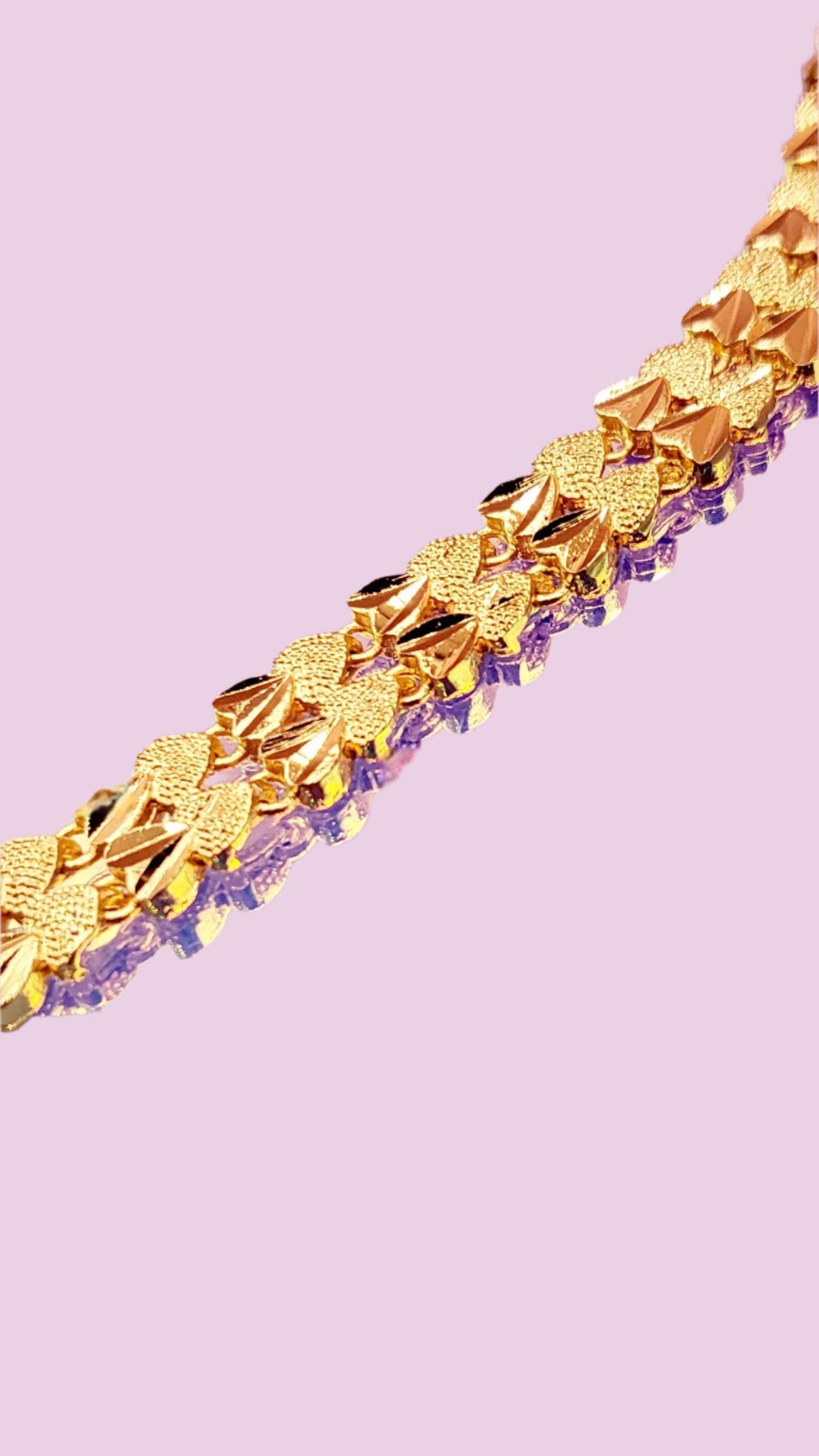 Hearts Shiny Gold Link Bracelet