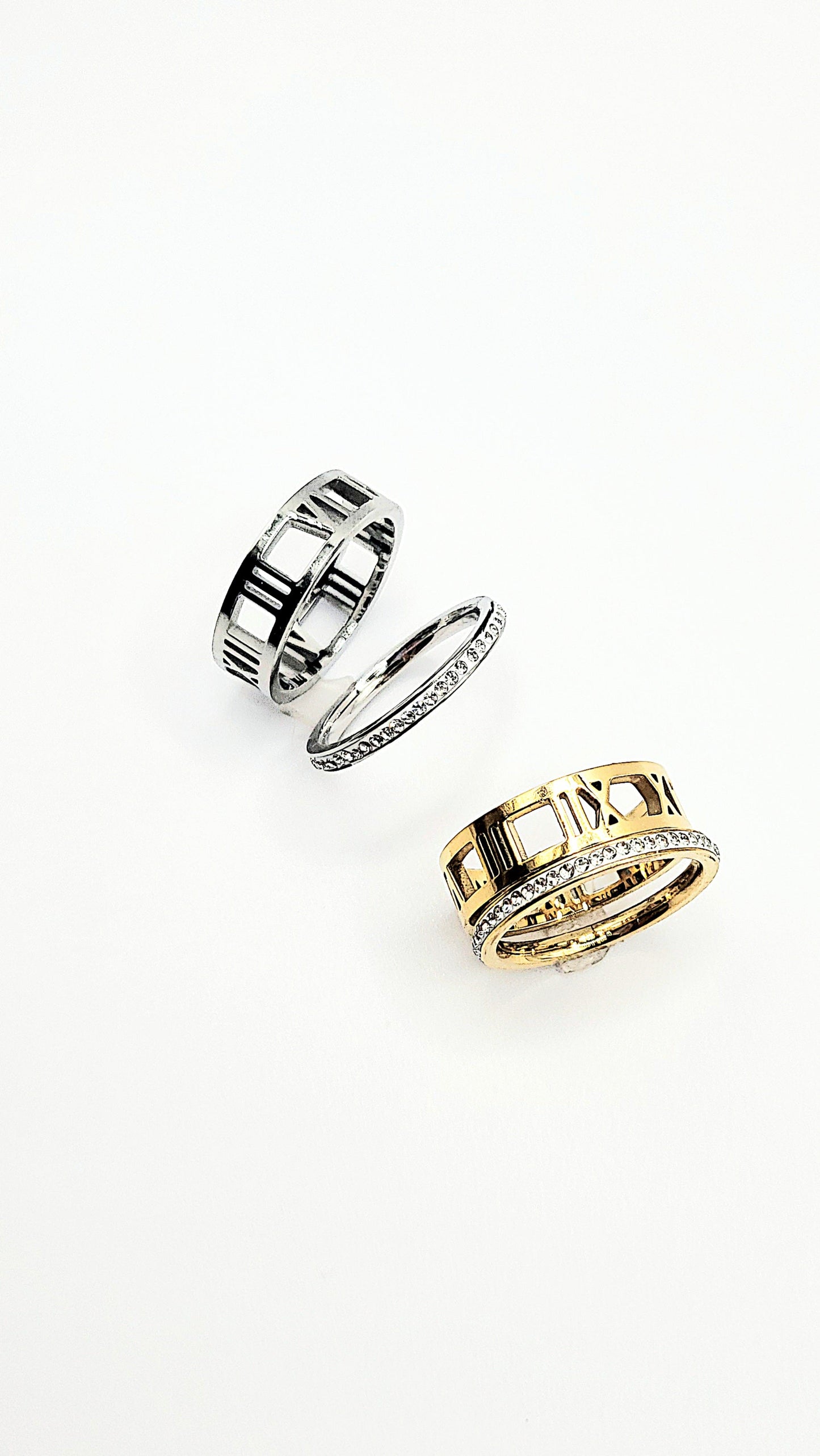 14k Gold Plate Numeral Stacking Rings Box set of 24