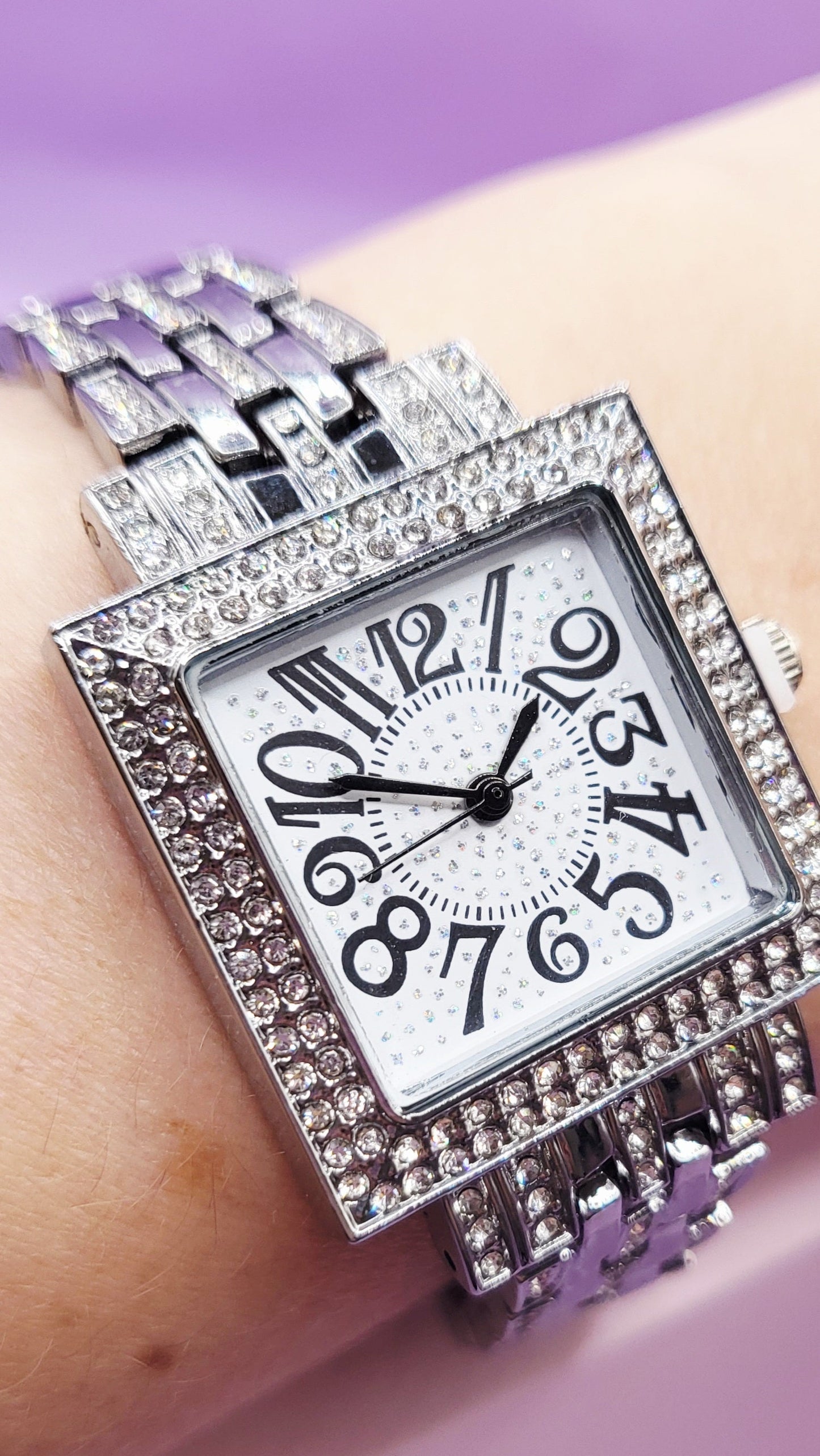 Crystal Luxe Square Link Watch