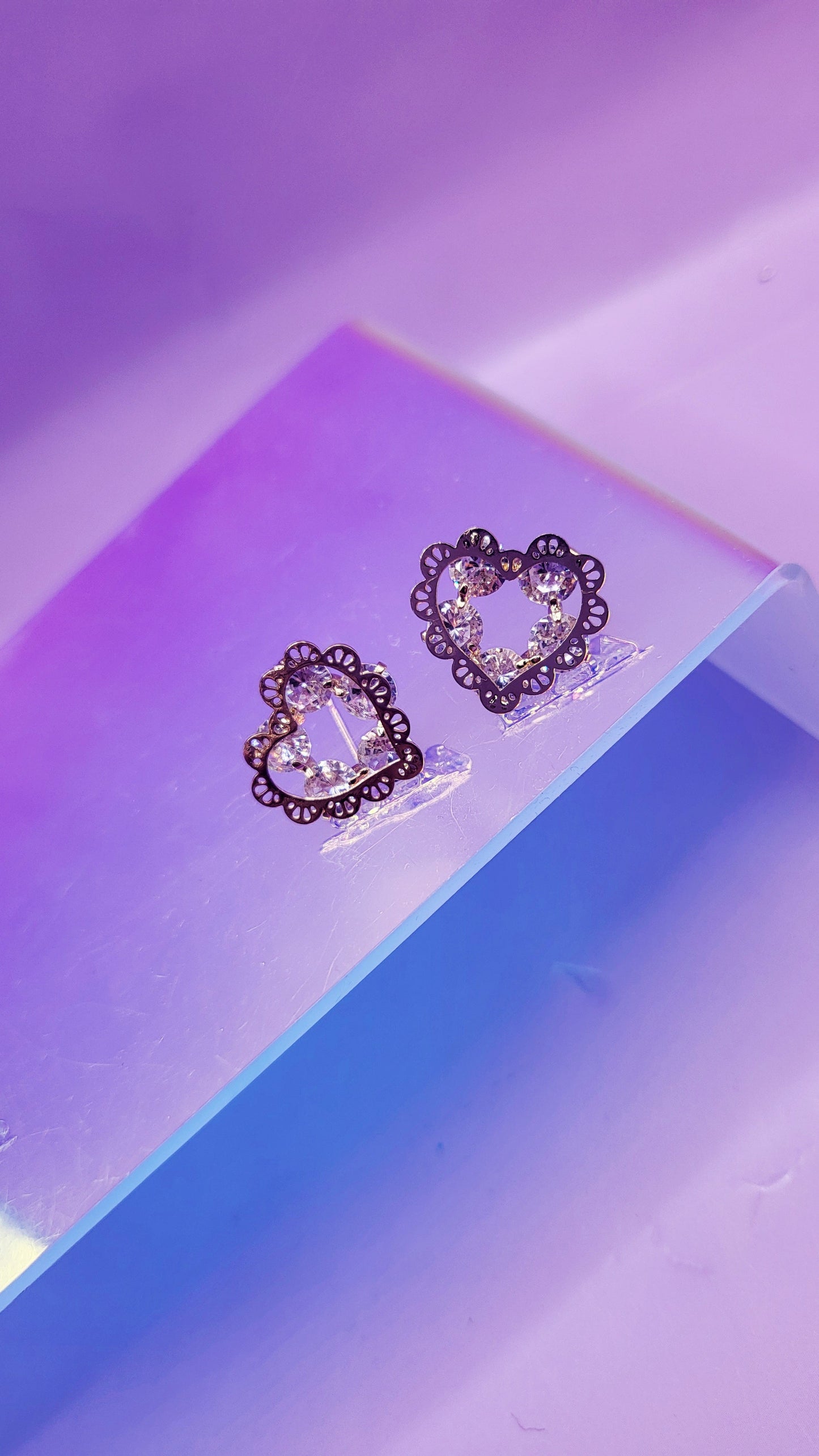 Heart Cluster Crystal Stud Earrings