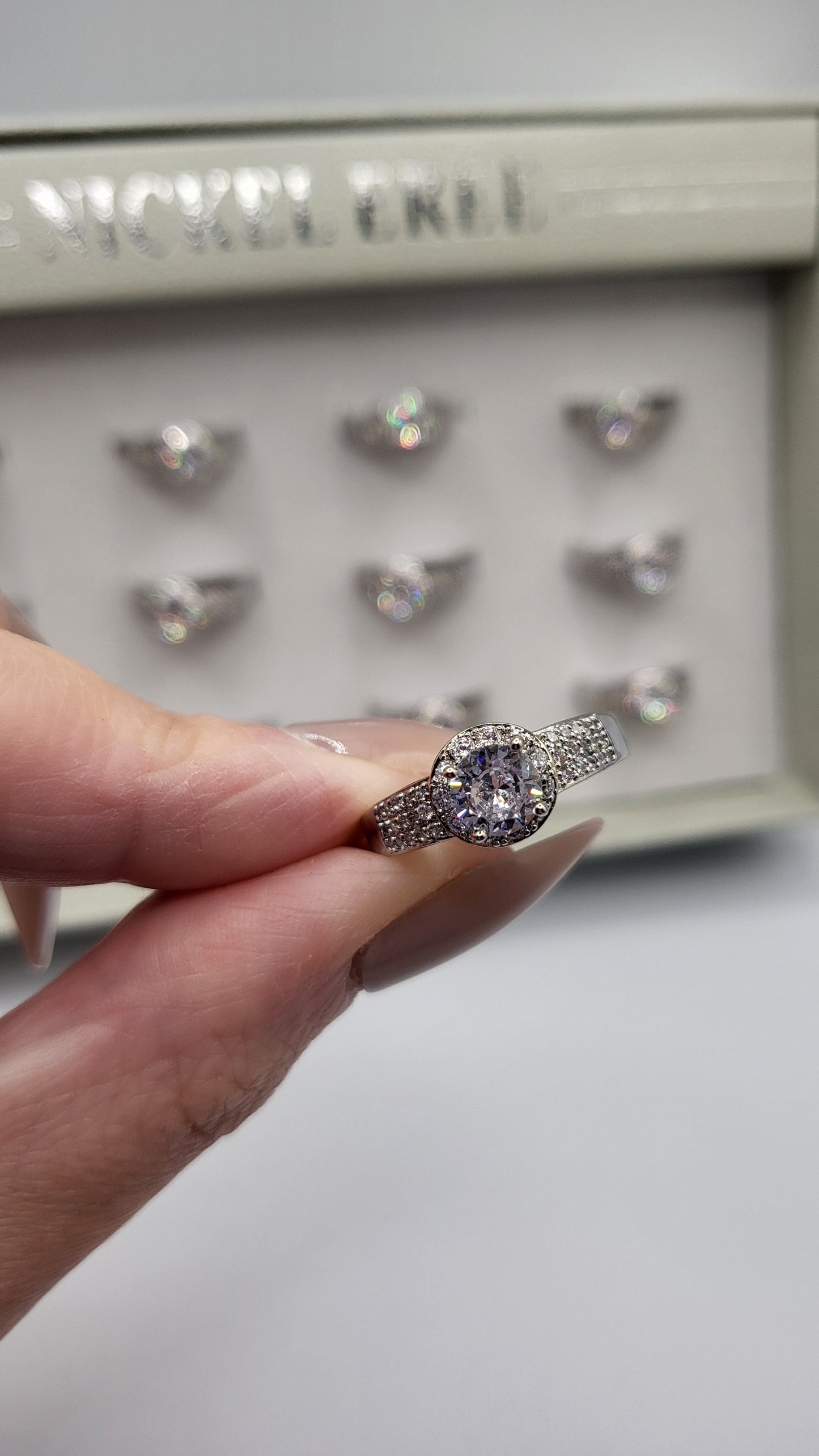 Sparkle Band Crystal Ring Silver Box set of 12