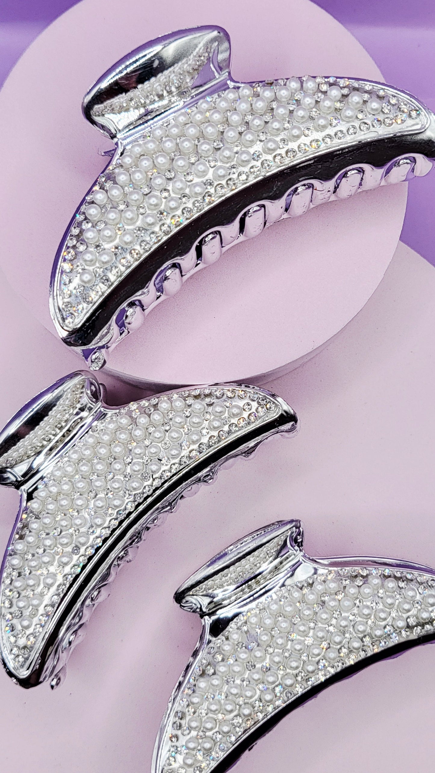 Crystal Pearl Hair Clamps Pack of 12