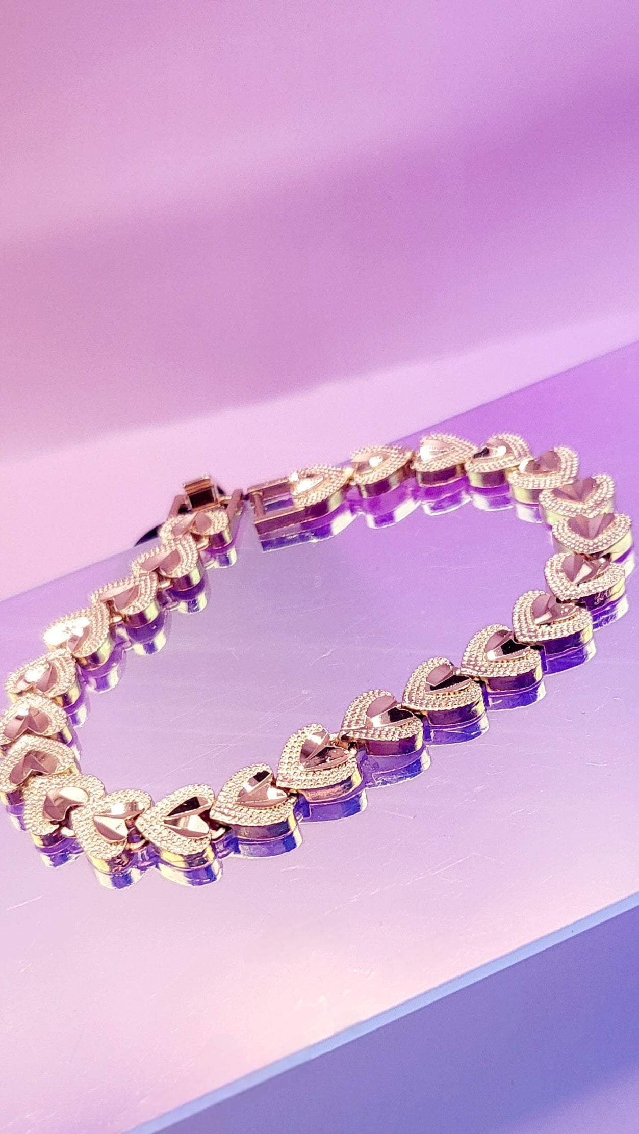 Heart Shiny Gold Link Bracelet