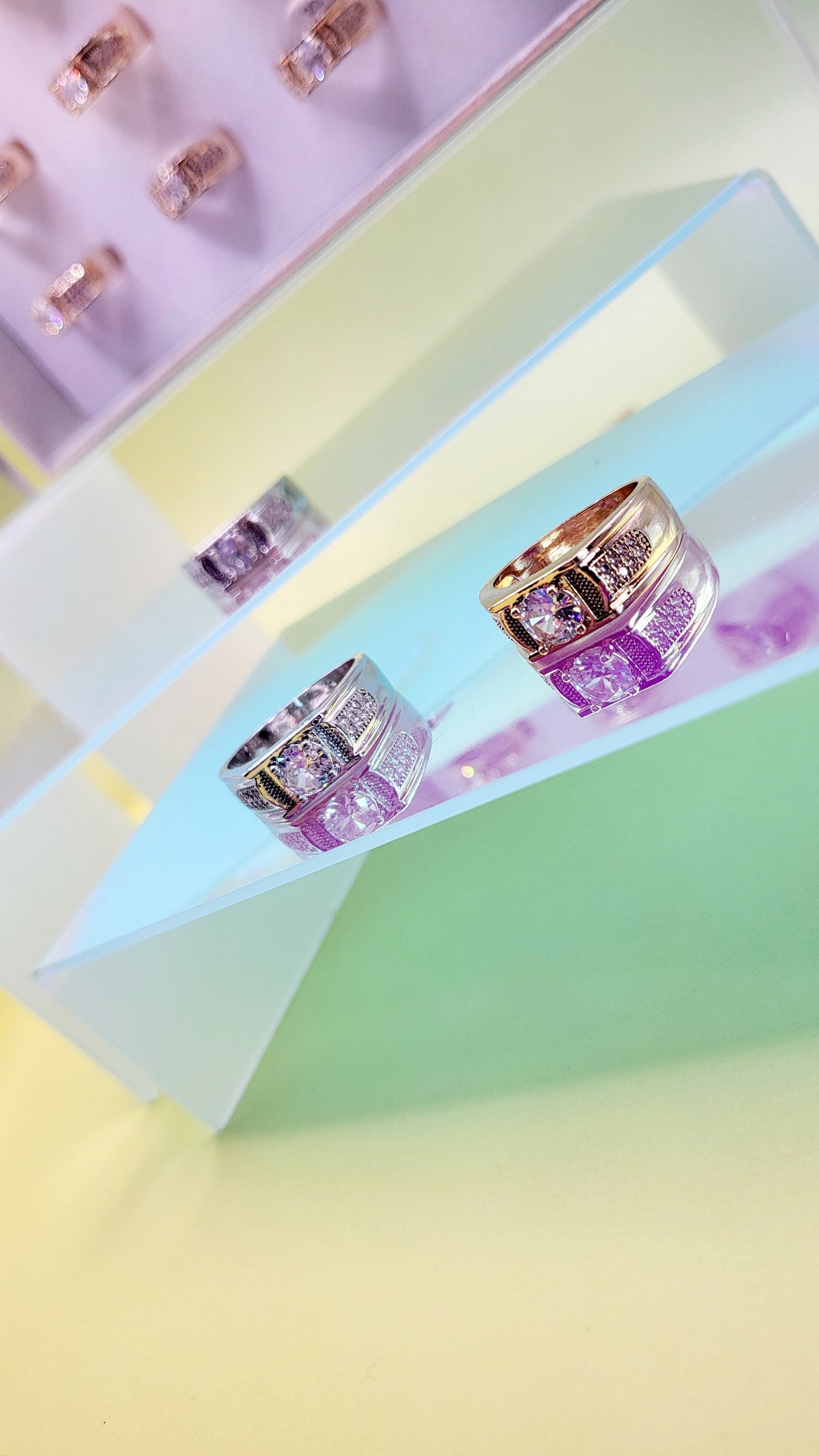 Men's Iced Out Crystal Box Set of 12 Rings