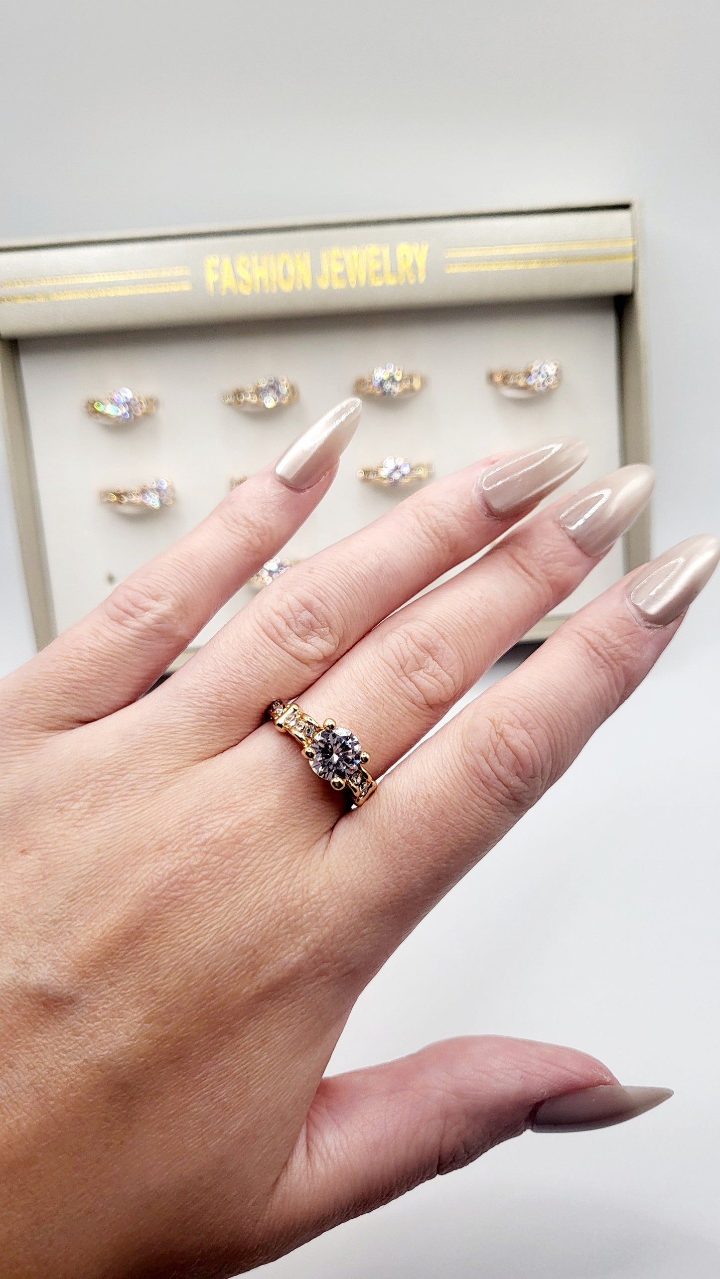 Eclipse Crystal Ring Gold Box set of 12