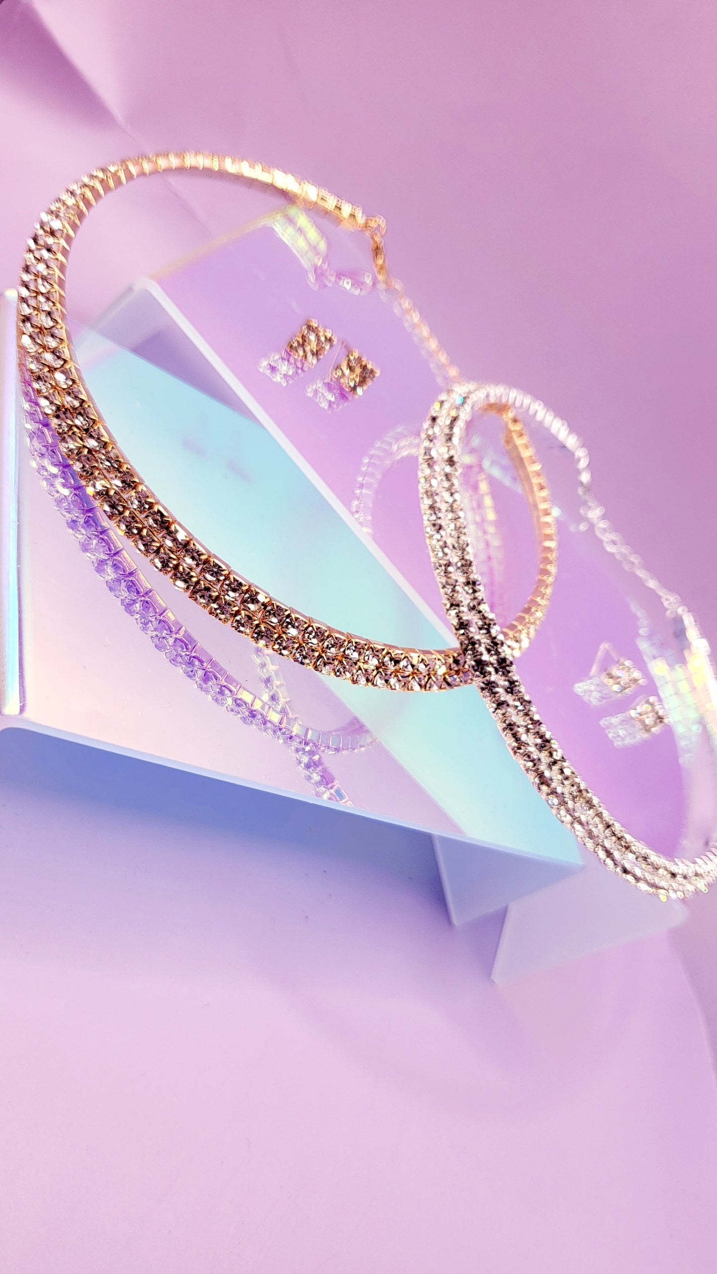Queen Glam Crystal Duo Choker & Earrings