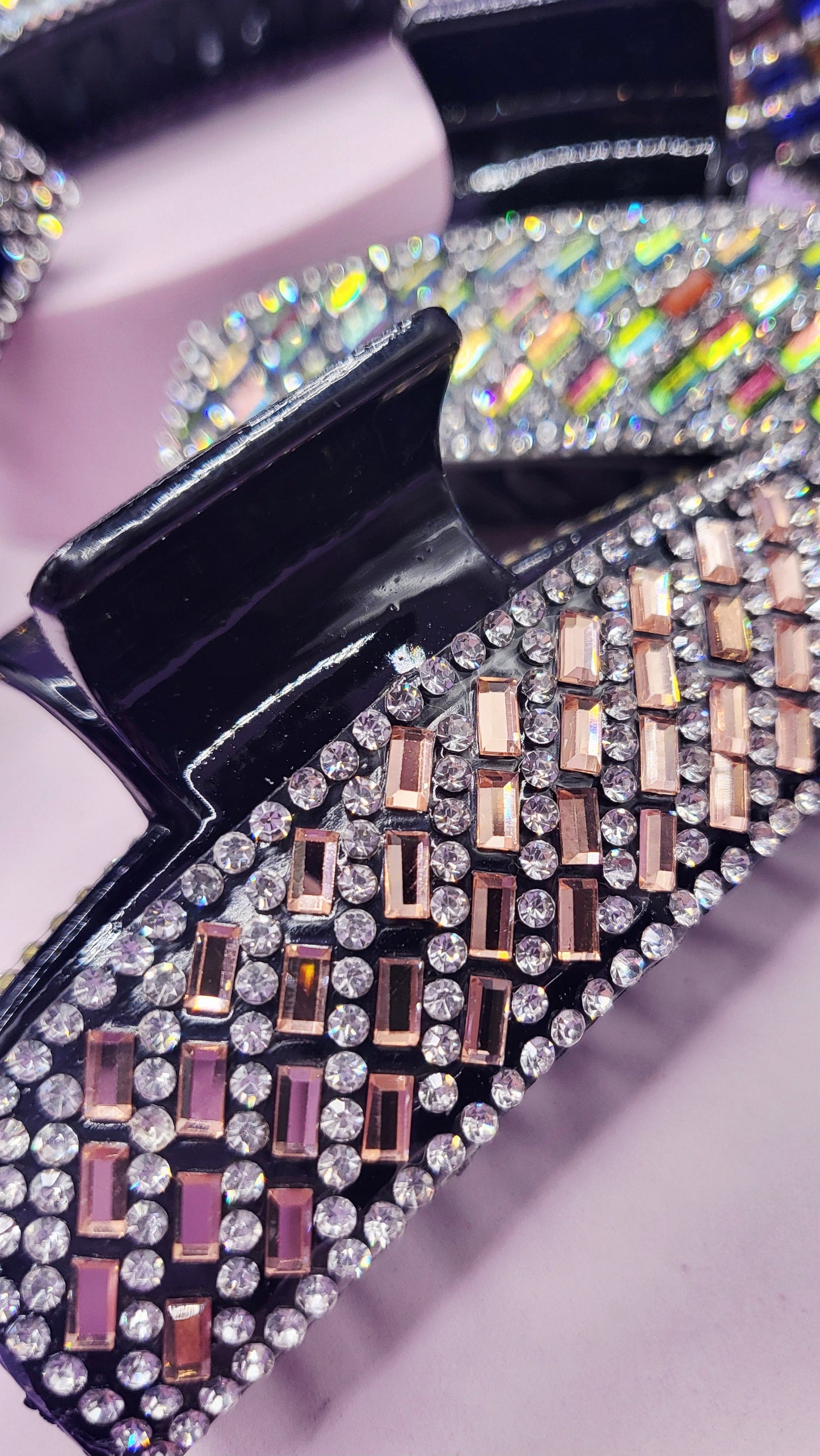 Mirrored Crystal Oblong Hair Clamps Pack of 12
