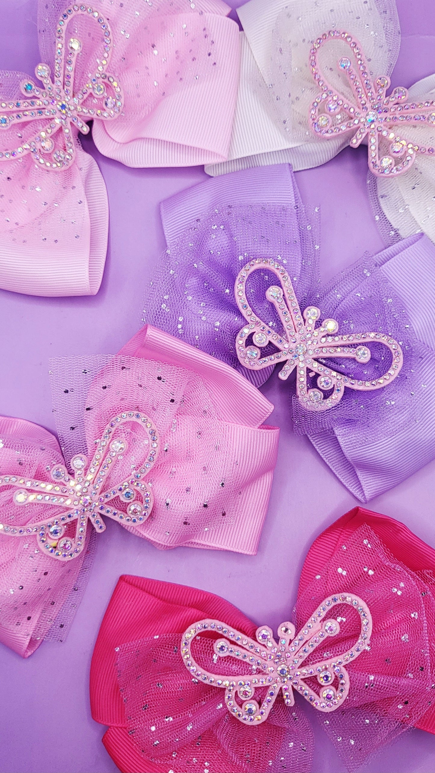 Crystal Butterfly Hair Bow Clip Slide Pack of 12