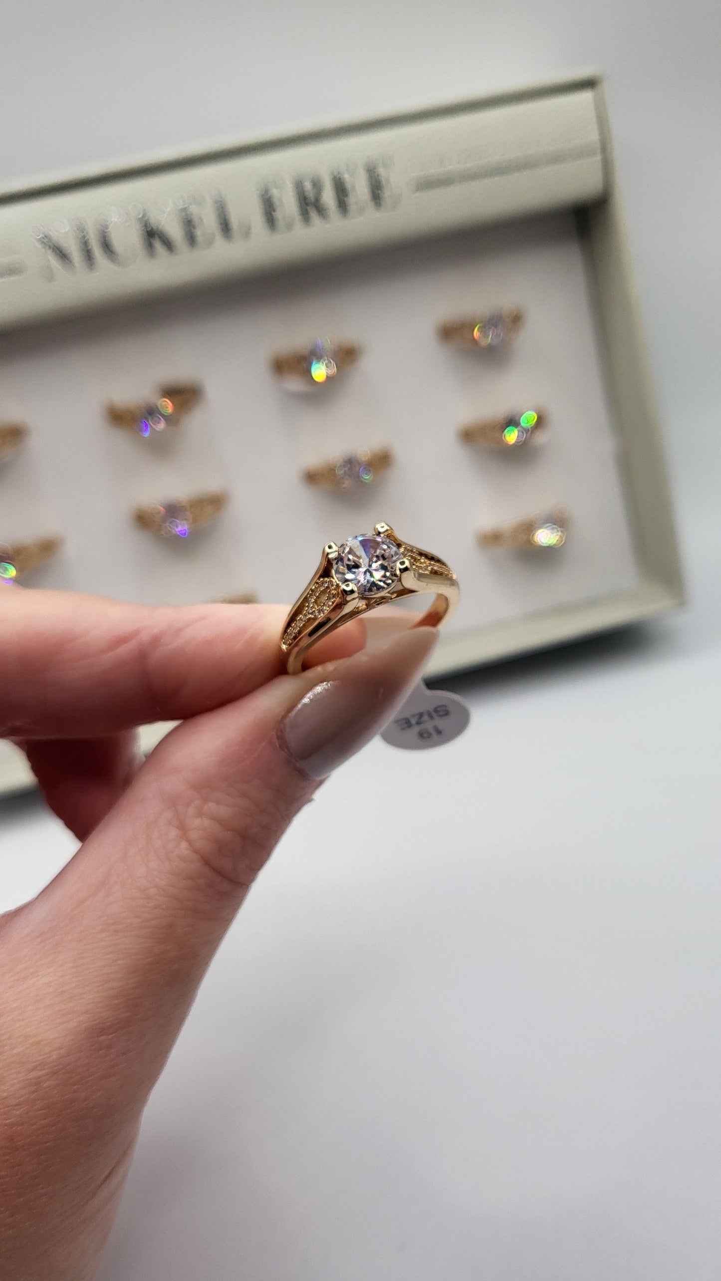 Bliss Crystal Ring Gold Box set of 12