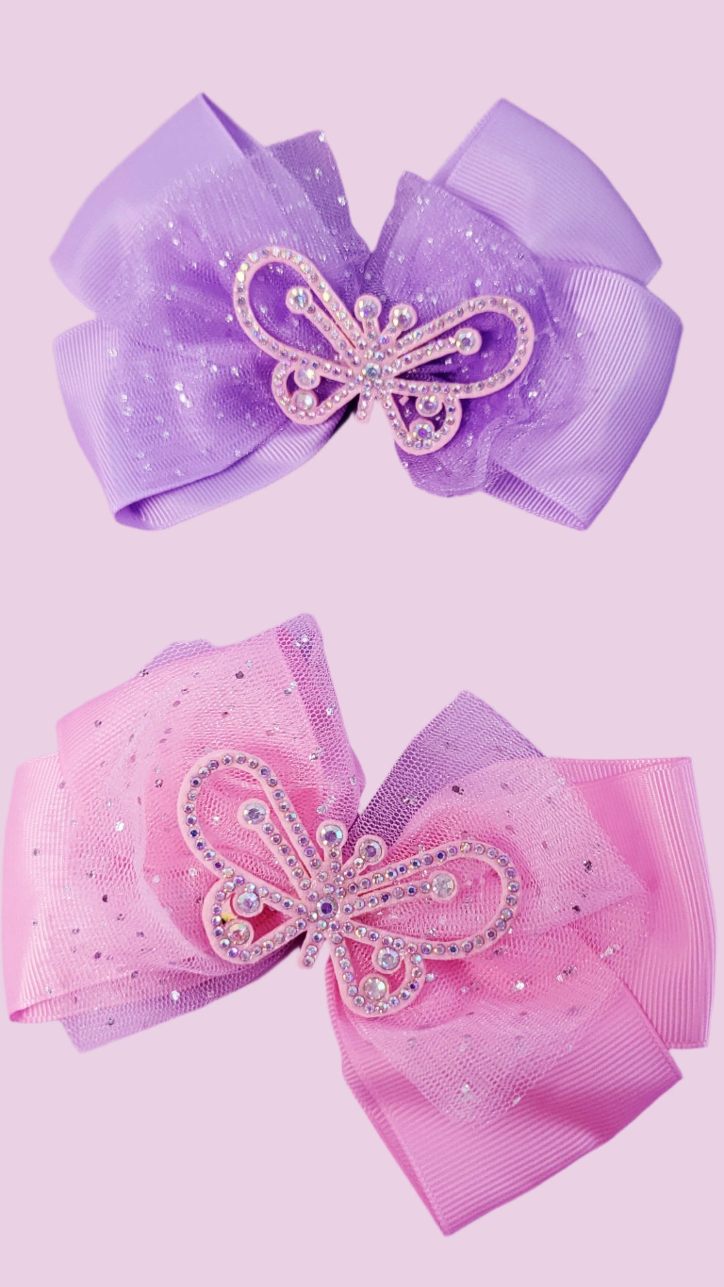 Crystal Butterfly Hair Bow Clip Slide Pack of 12
