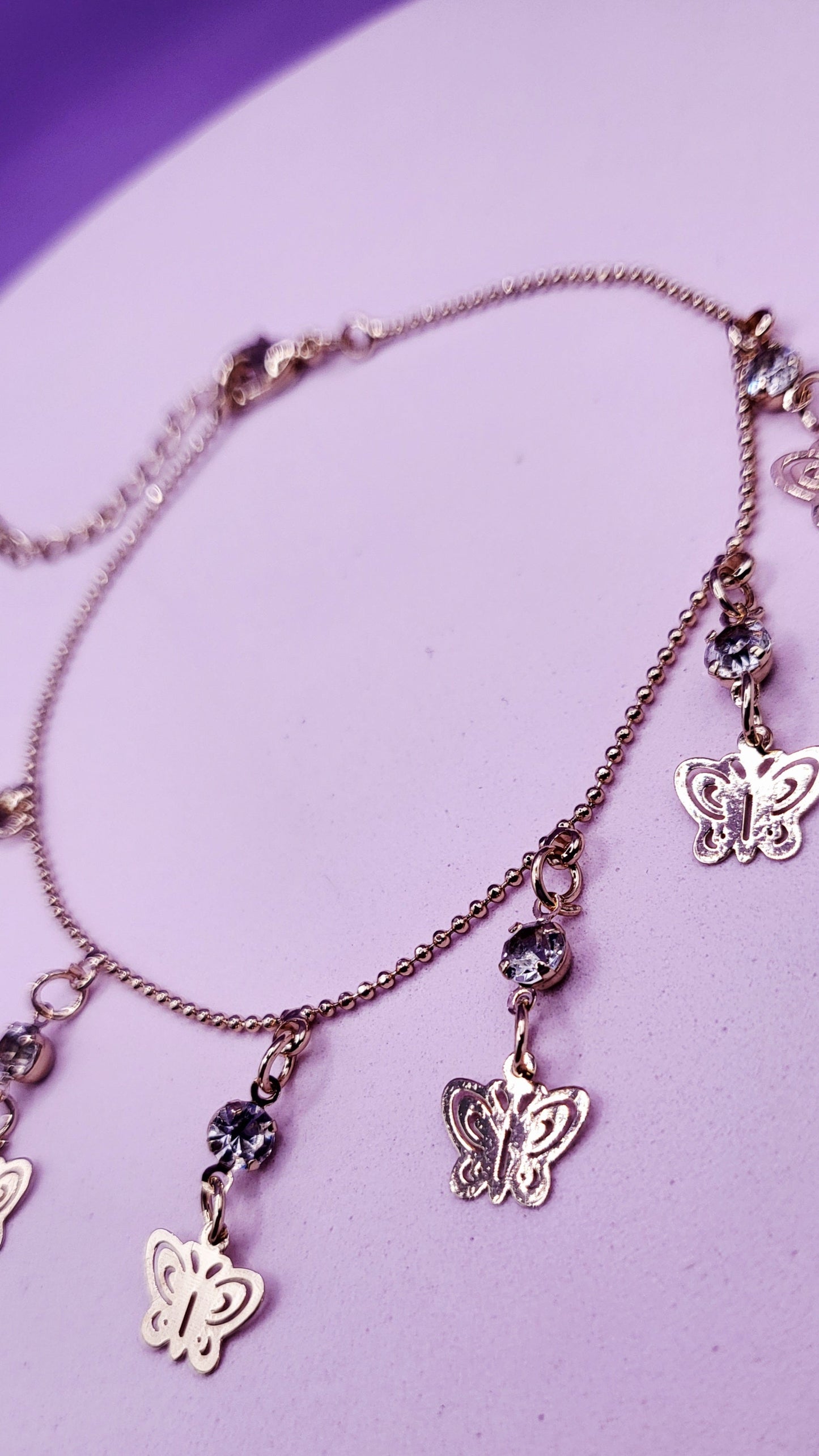 Crystal Butterfly Charm Anklet