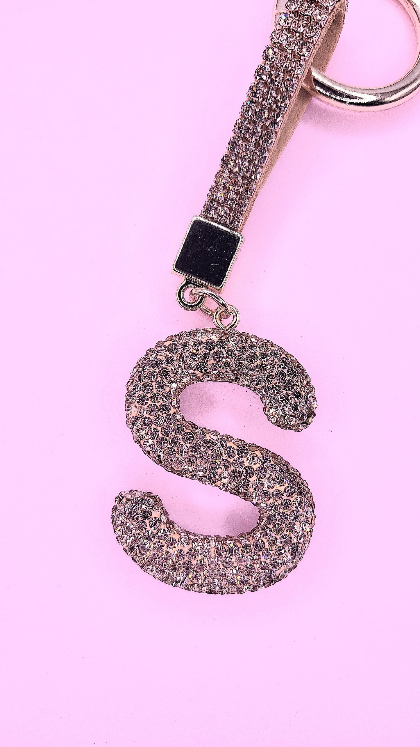 Initial Letter Rose Gold Crystal Glam Key Ring