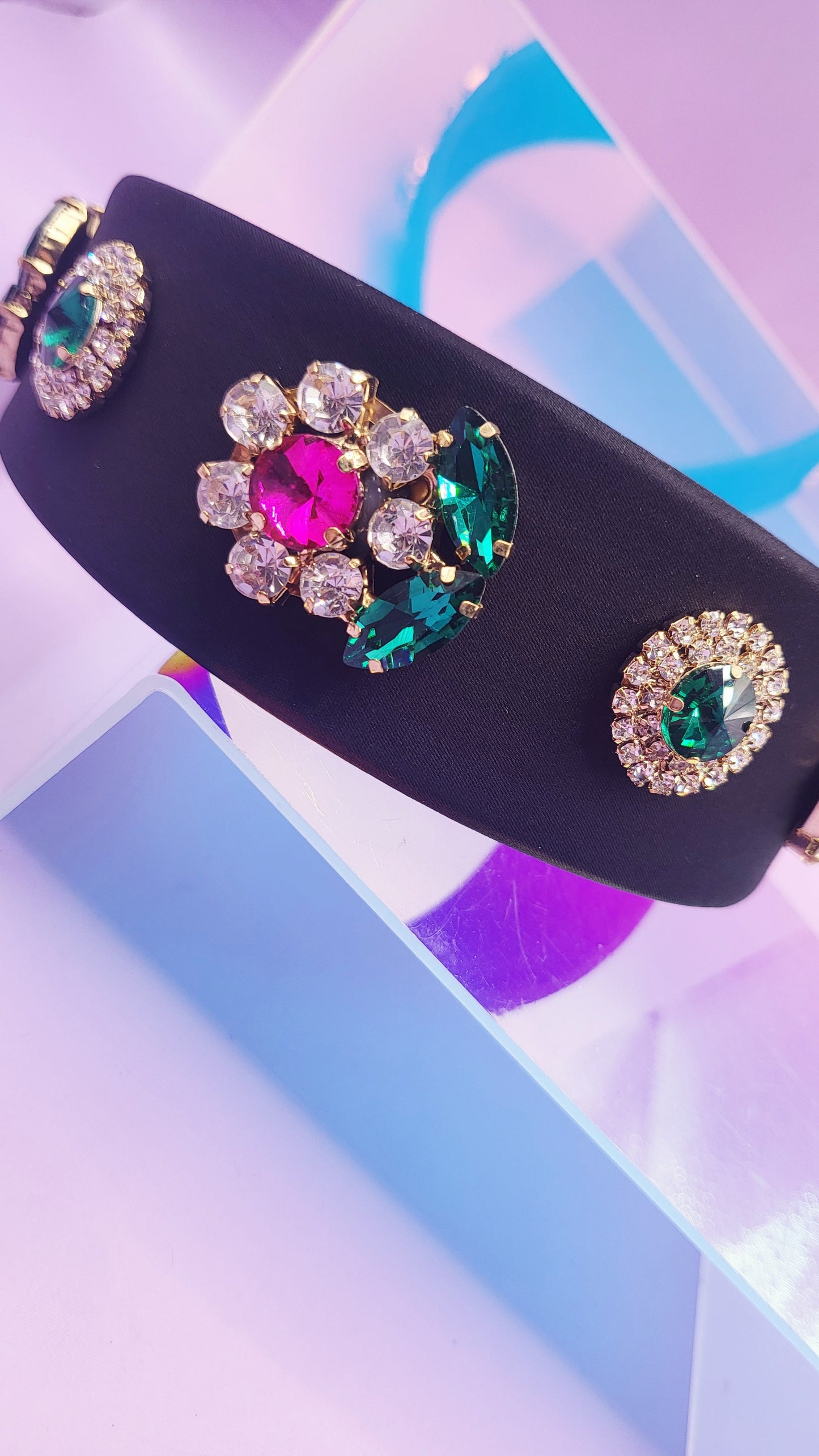 Black Flower Crystal Hair band