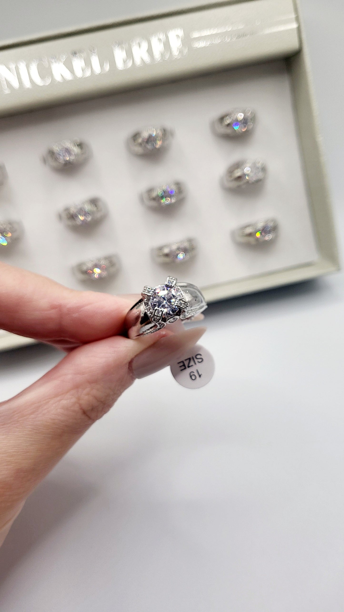Glossy Crystal Ring Box set of 12