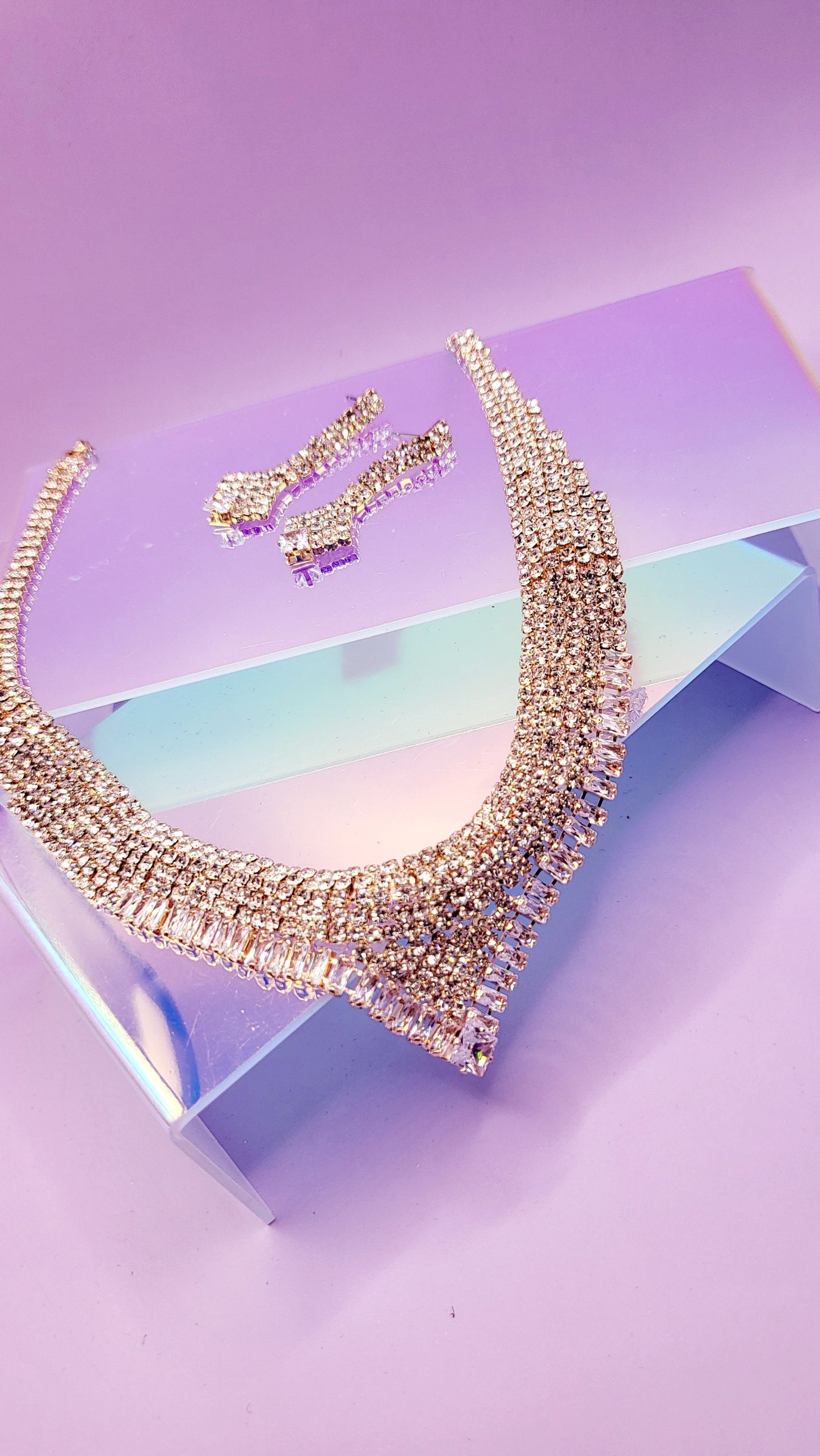 Queen Luxe Crystal Duo Necklace & Earrings