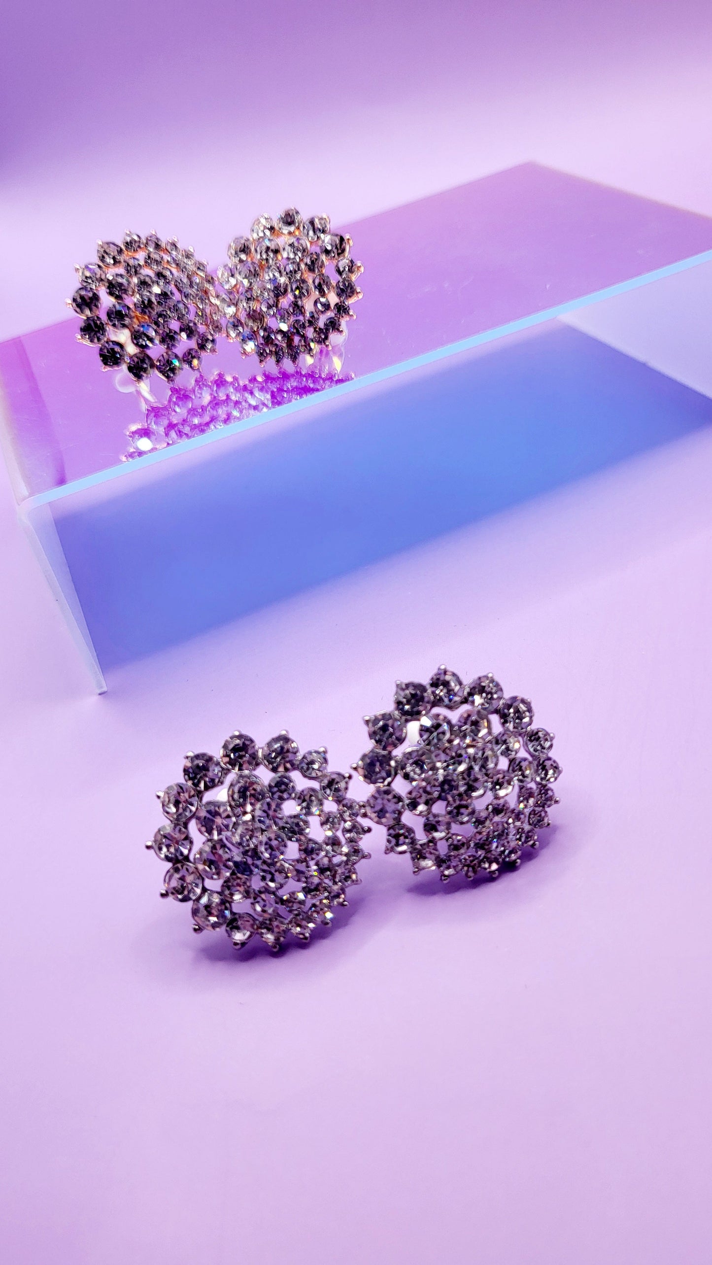 Rounded Crystal Non Pierced Clip On Earrings