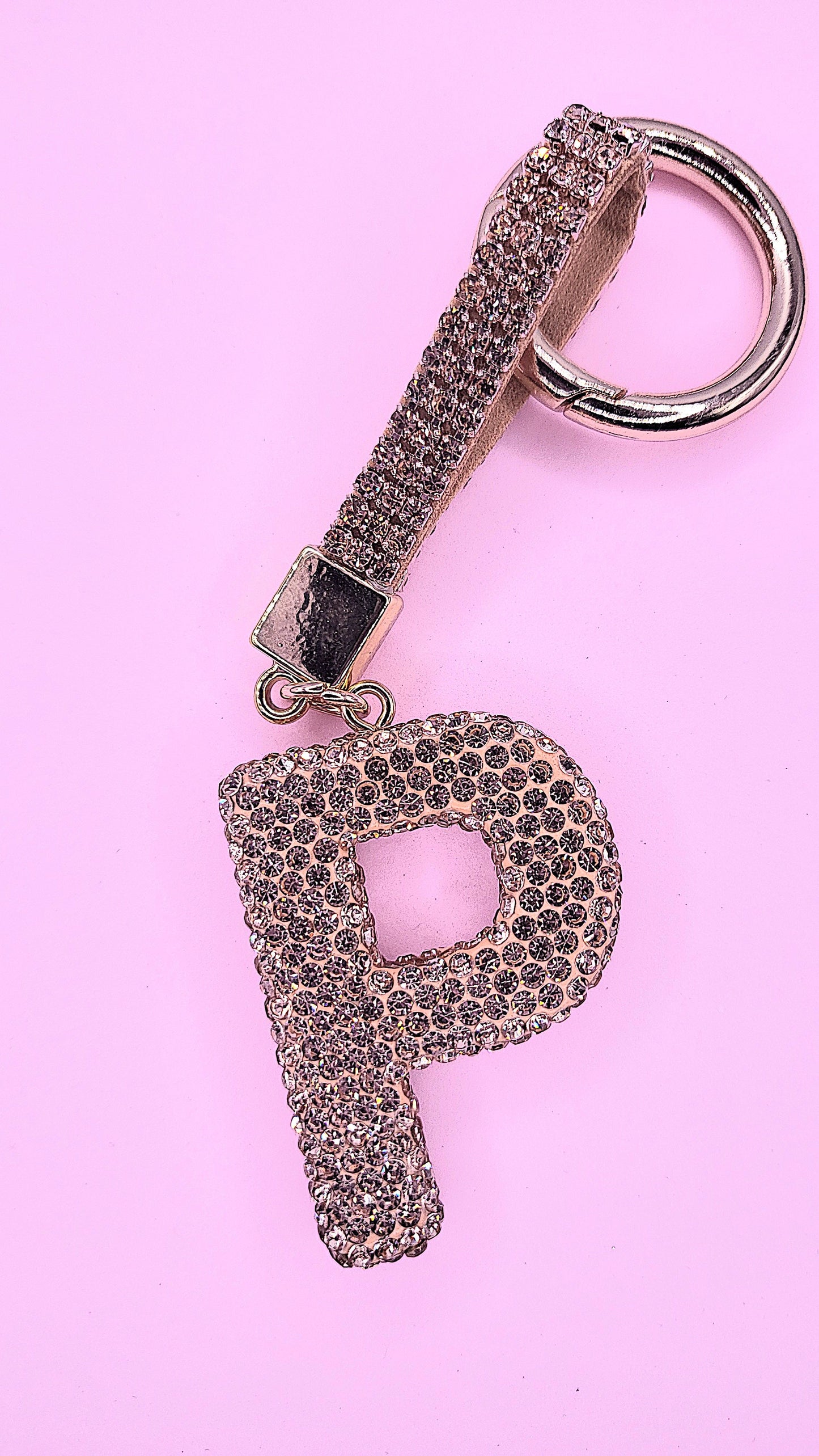 Initial Letter Rose Gold Crystal Glam Key Ring