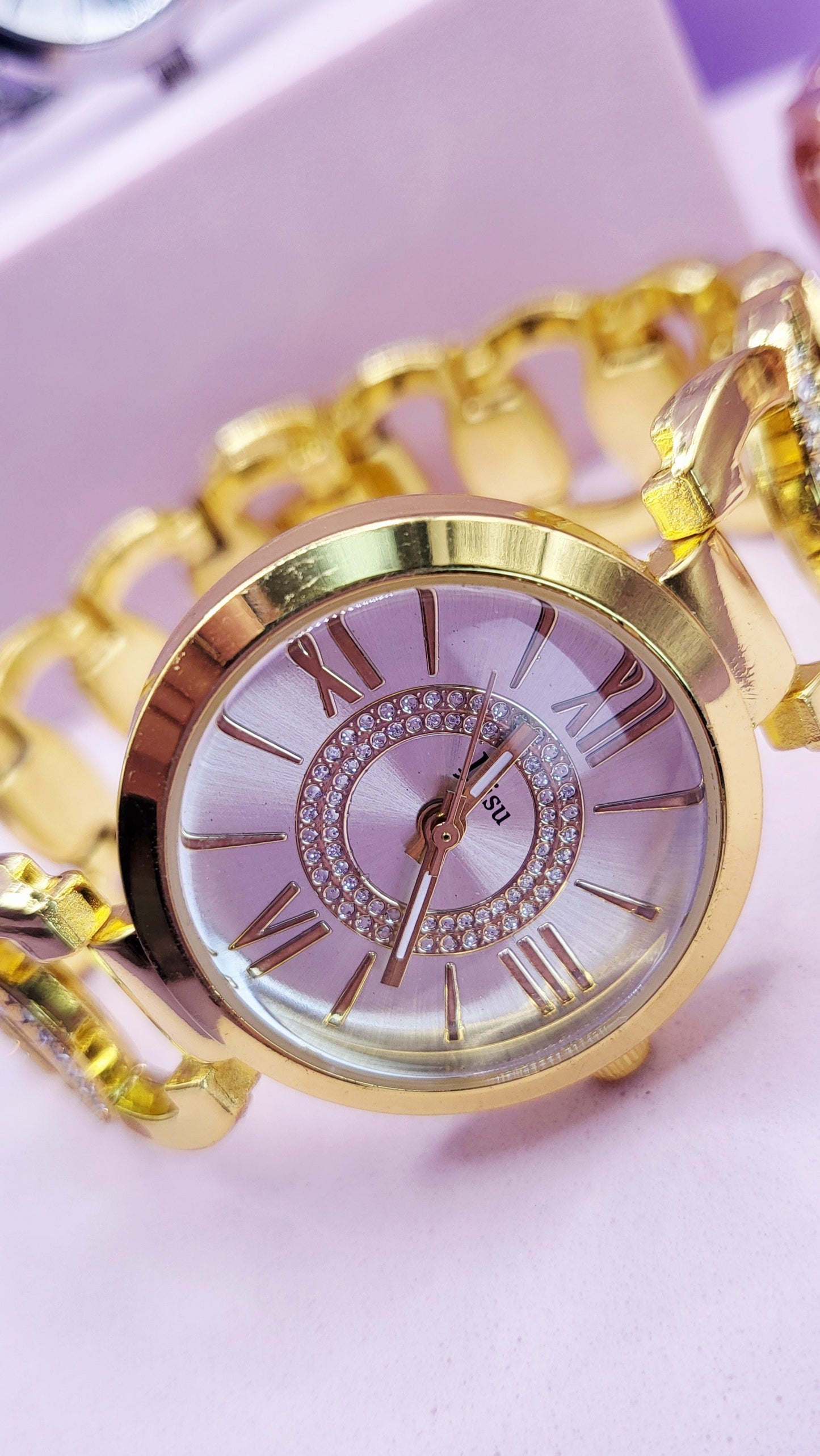 Iced Out Luxe Round Link Watch