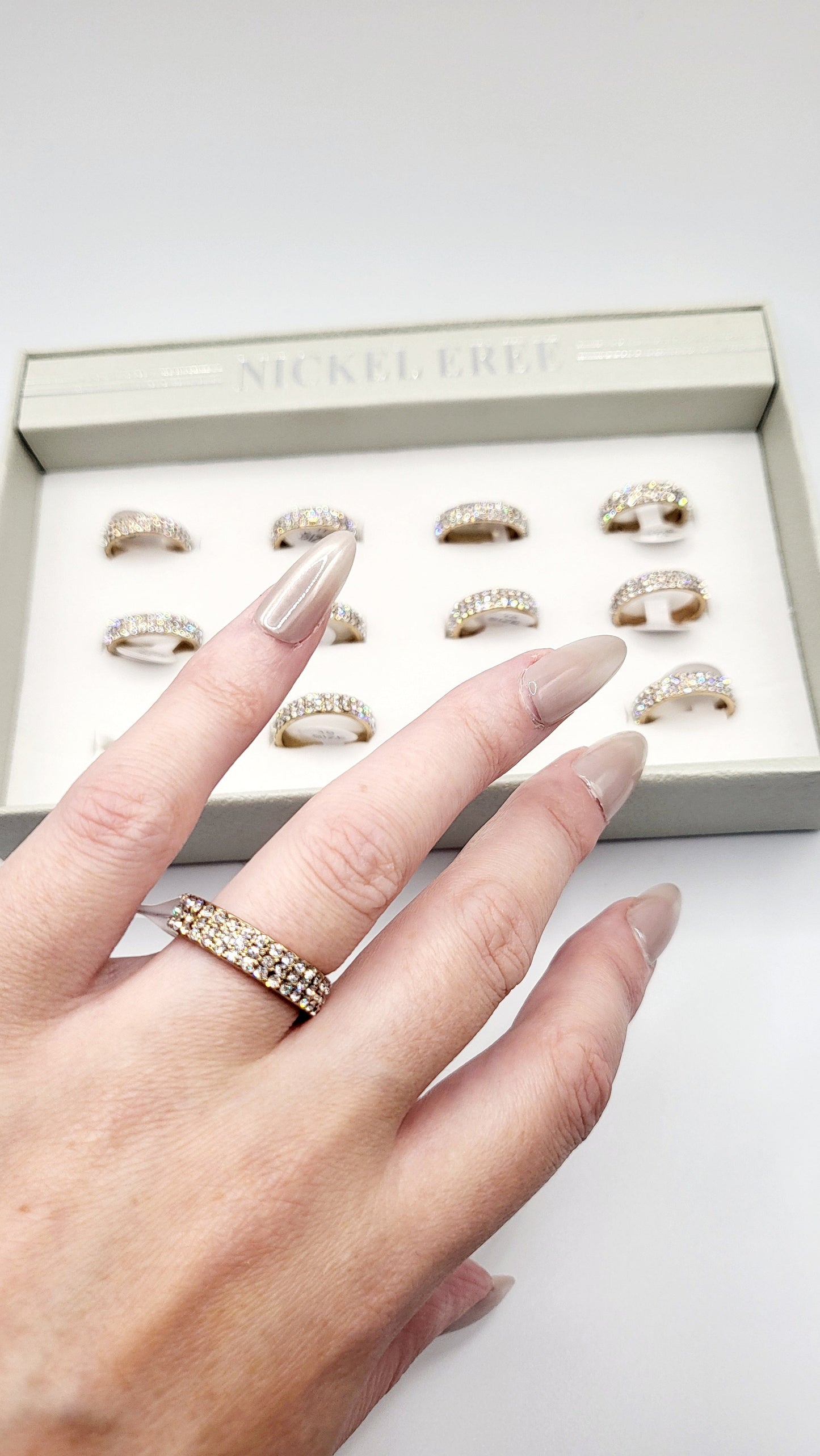 Eternity Band Crystal Ring Gold Box set of 12