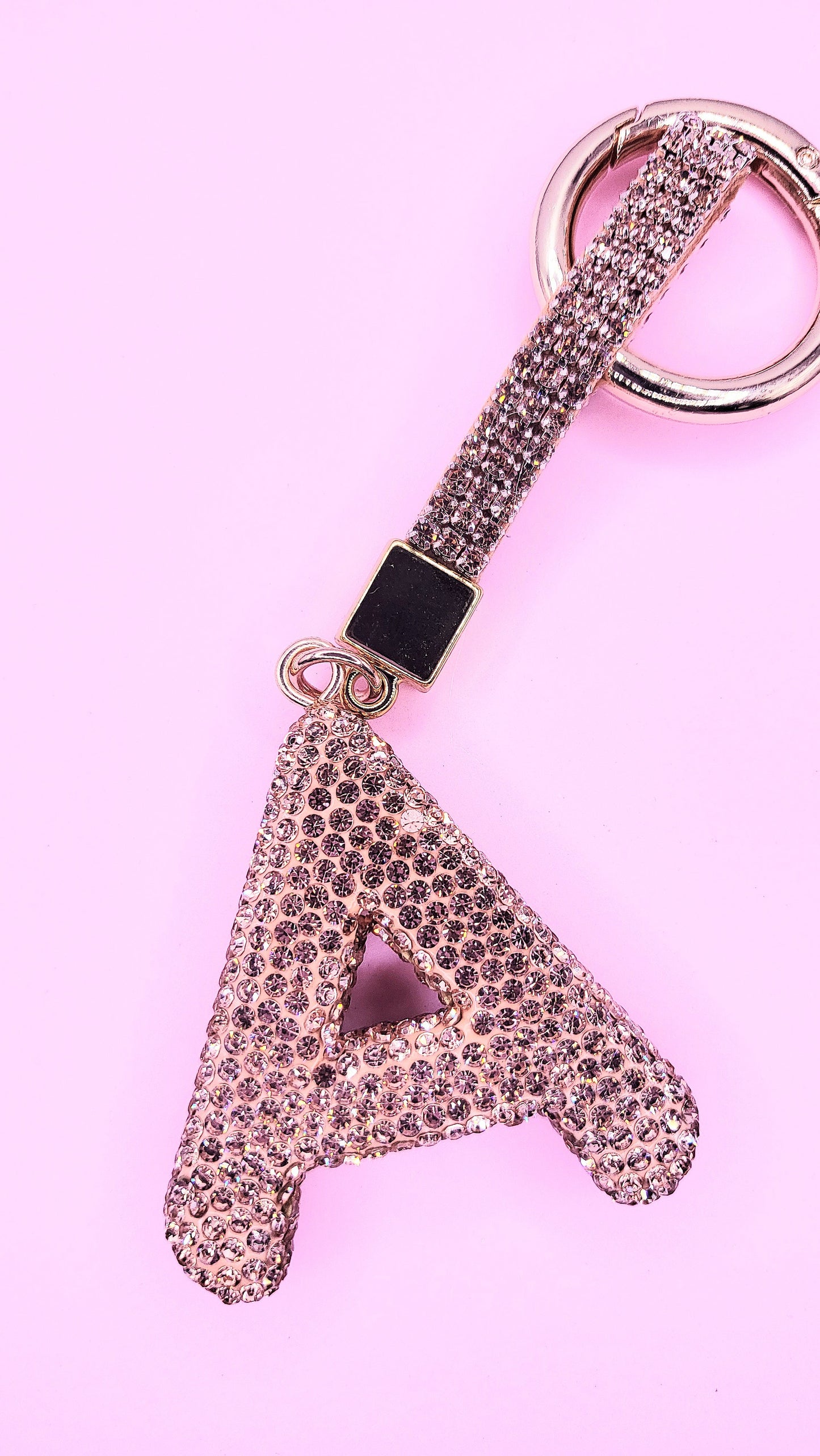 Initial Letter Rose Gold Crystal Glam Key Ring