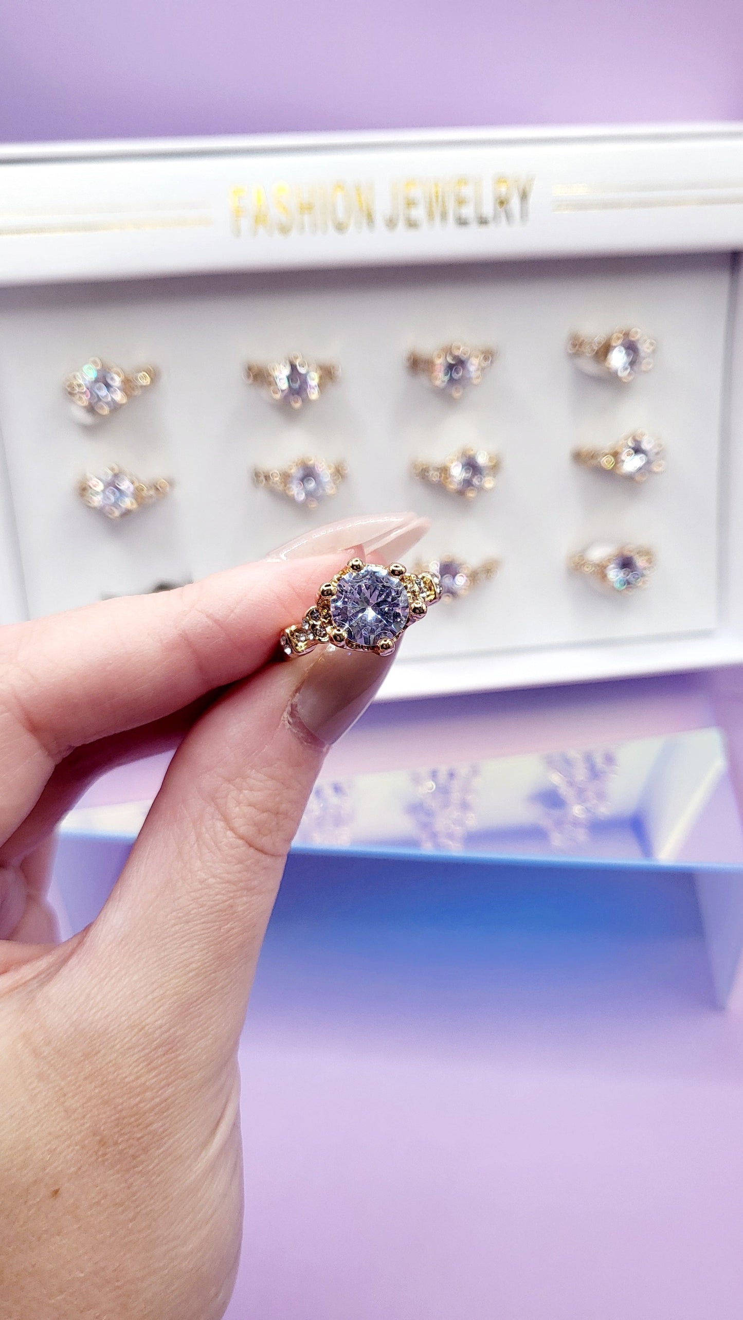 Seychelles Crystal Ring Gold Box Set Of 12