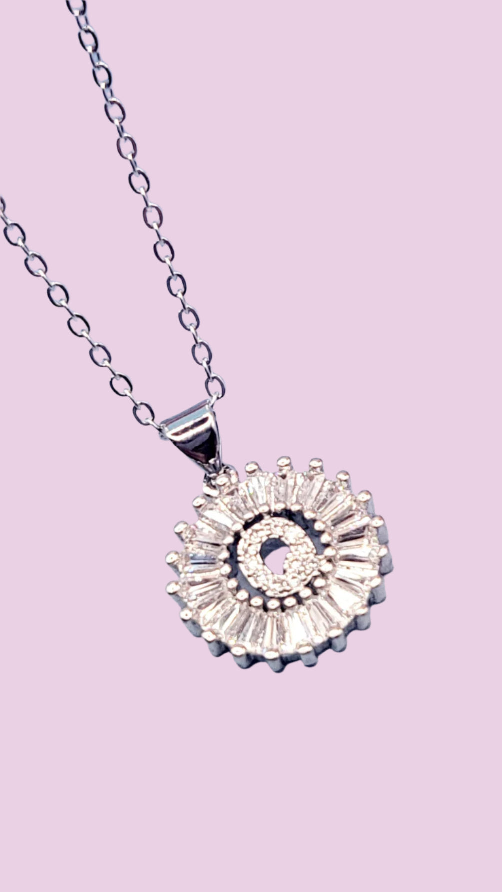 Crystal Initial Round Necklace