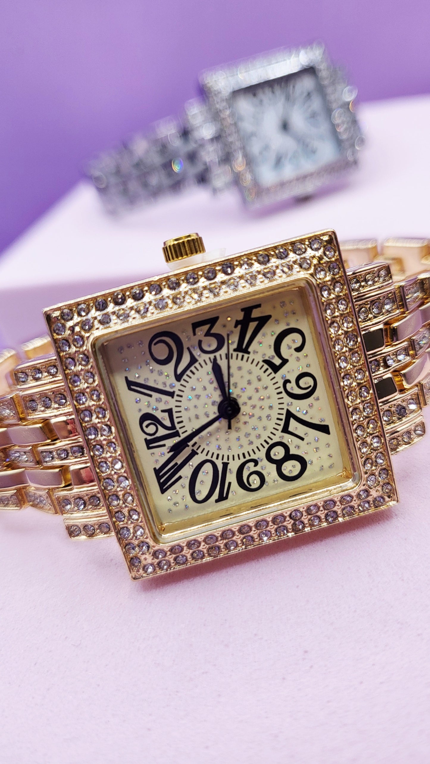 Crystal Luxe Square Link Watch